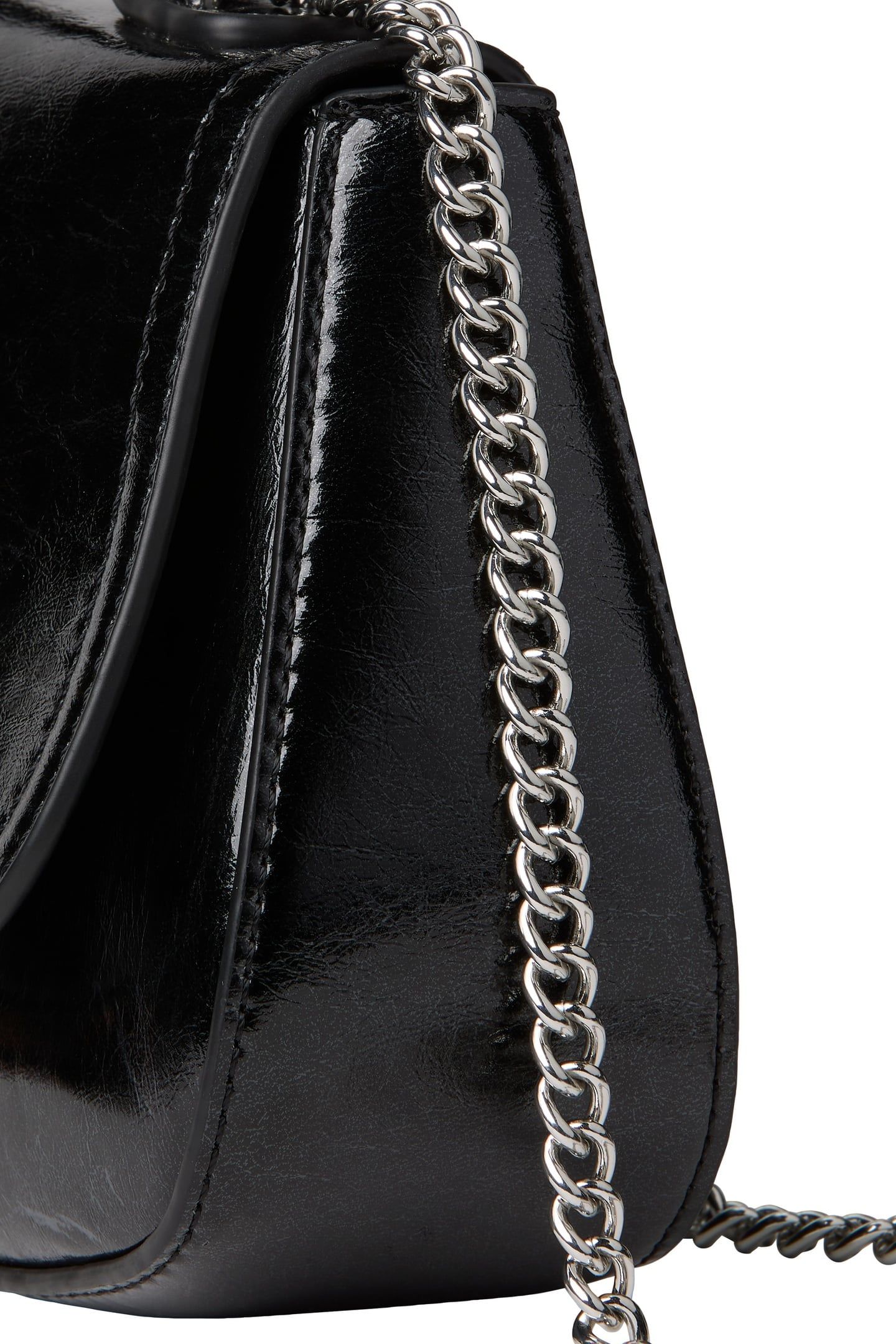 METALLIC TOP HANDLE CROSSOVER BAG BLACK 4