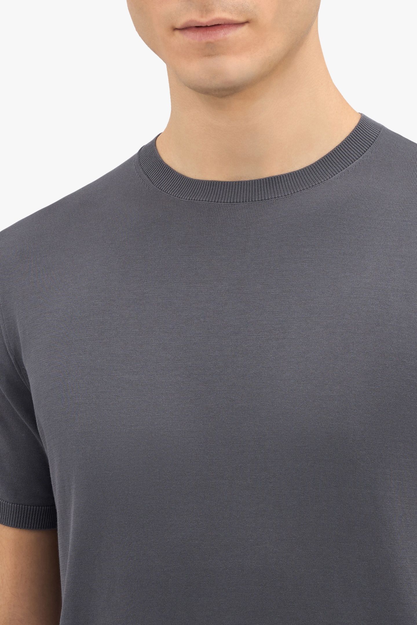 DARK GREY MAKO COTTON SHORT SLEEVE SWEATER DARK GREY 6