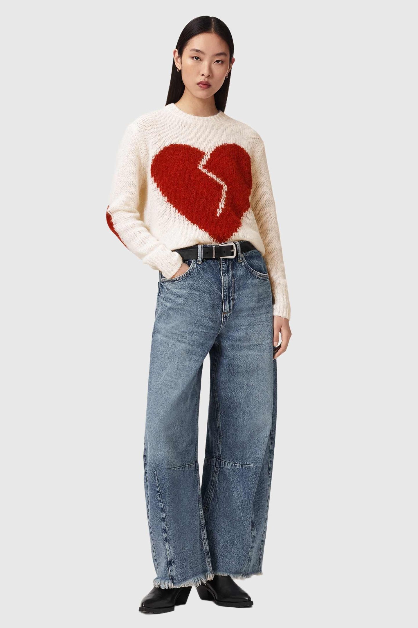 LUVHEART CREW ECRU WHITE/RED 3
