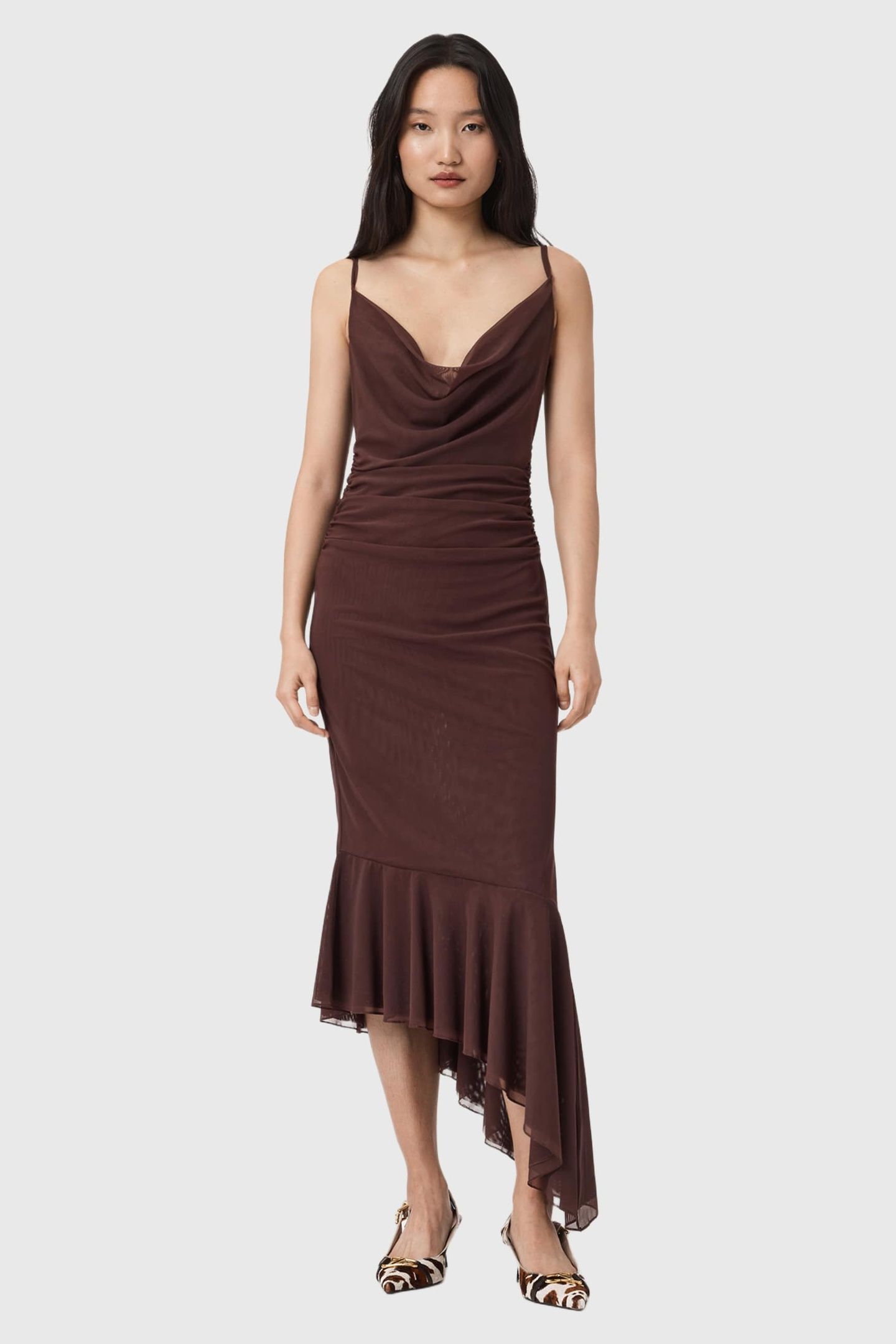 BEA MESH MIDI DRESS BITTER BROWN 2
