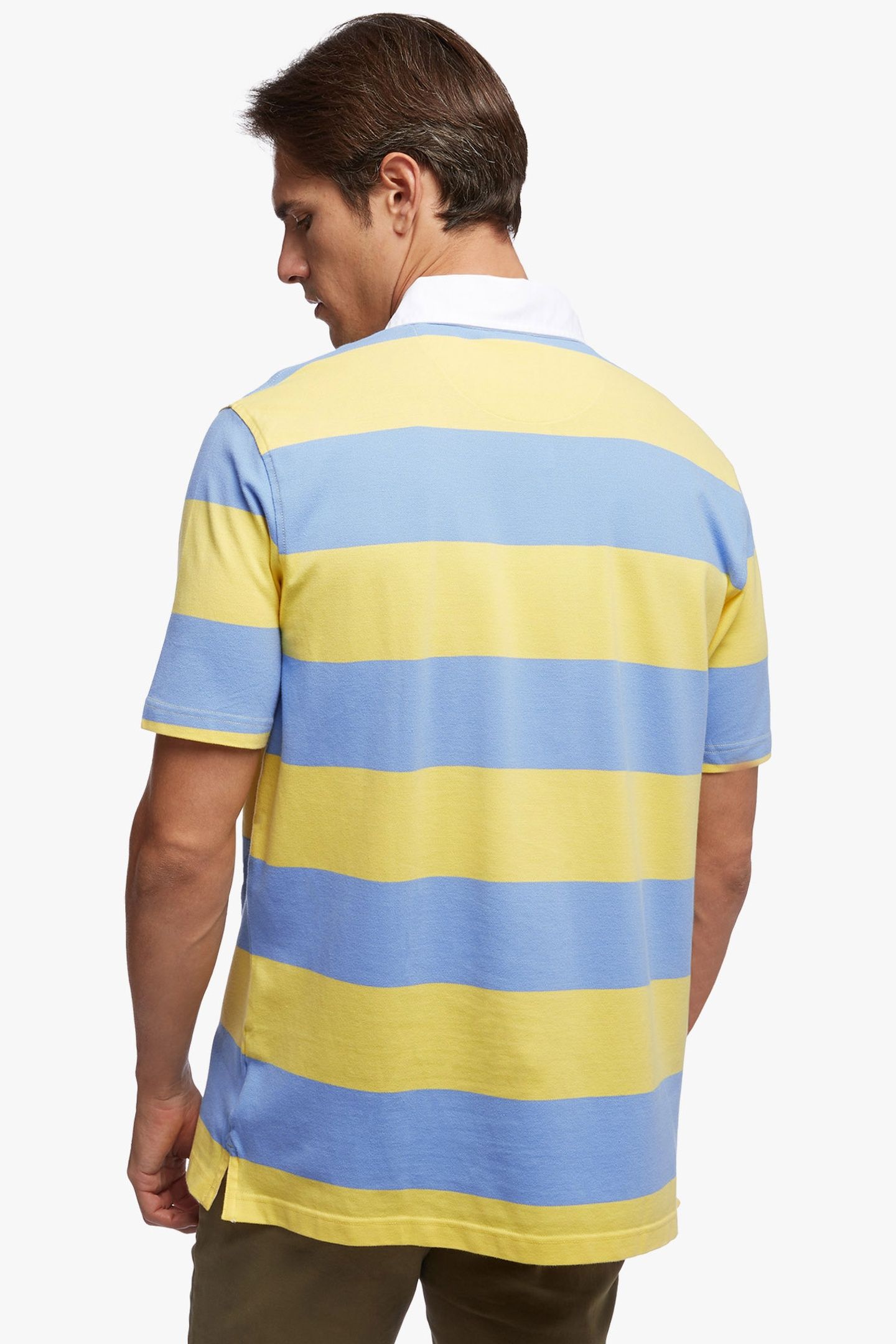 SLIM-FIT RUGBY STRIPE STRETCH PIQUE POLO SHIRT LIGHT BLUE 3