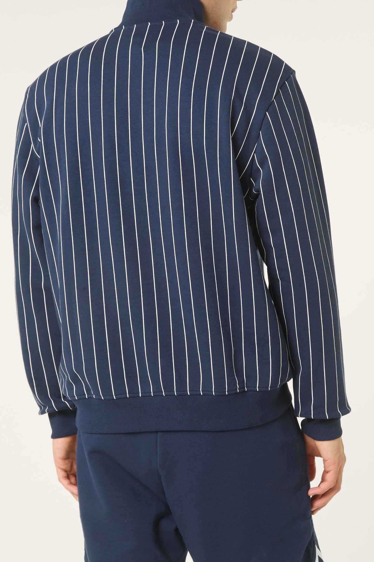 STATUTO LOOSE PINSTRIPED HALF ZIP SWEATSHIRT BLACK IRIS / EG 3