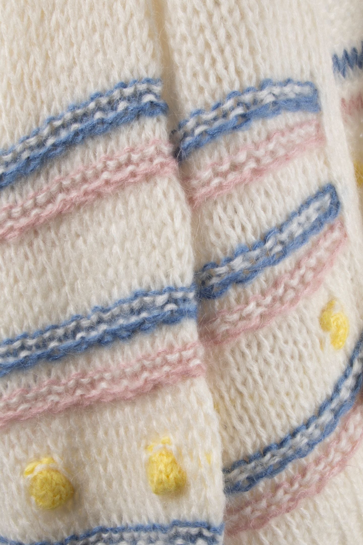 MULTICOLOURED STRIPE CARDIGAN WITH POMPOMS PEARL WHITE 5