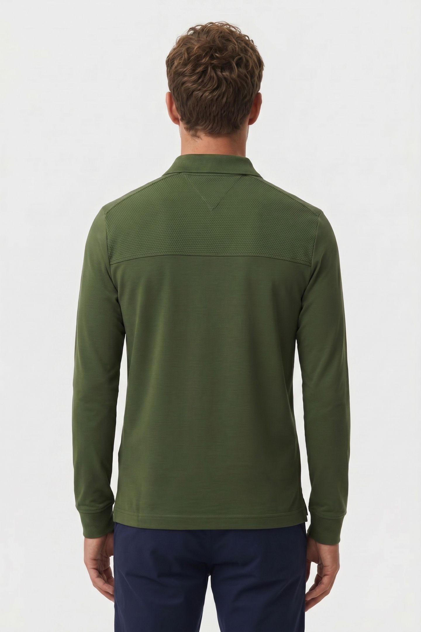 FLUID COTTON FLAG EMBROIDERY ZIP POLO SHIRT MOUNTAIN PINE 2