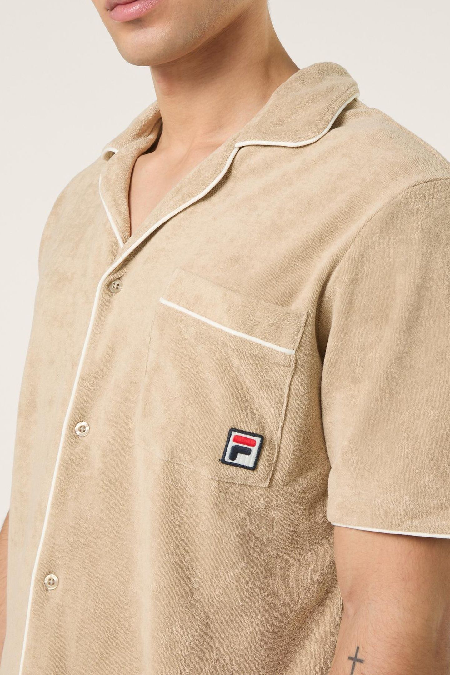 EMPOLI RELAXED TOWELLING RESORT SHIRT WHITE PEPPER 4