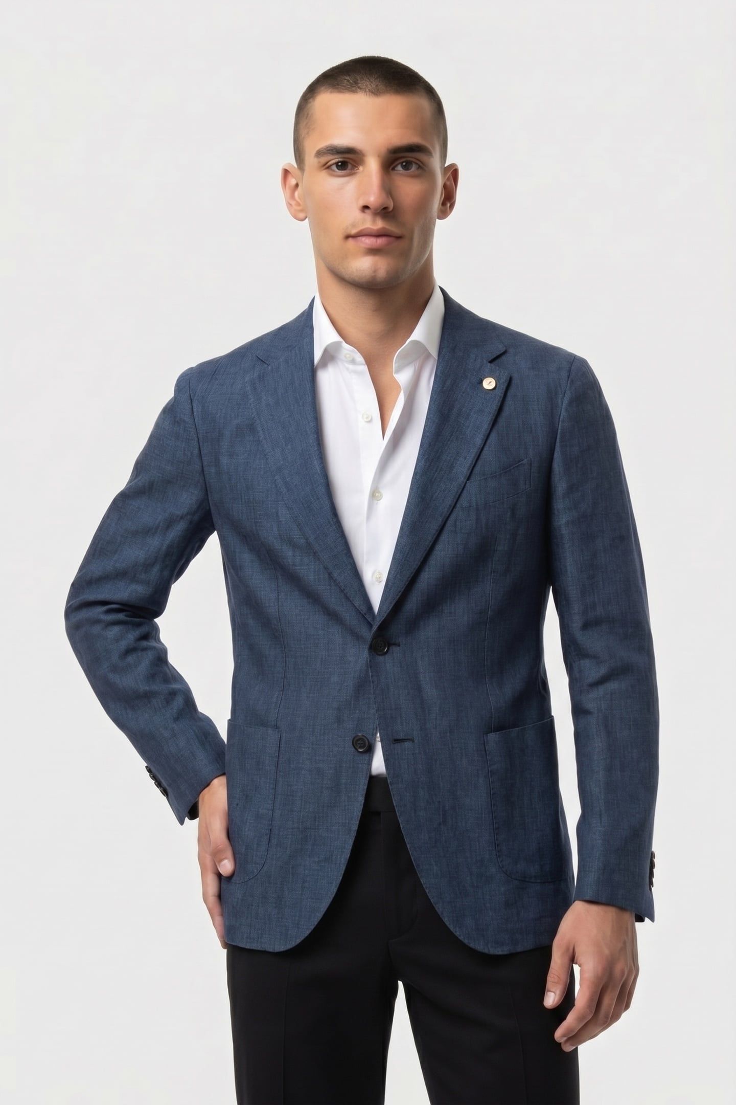 JACKET REGULAR LINING LINEN BLUE 1