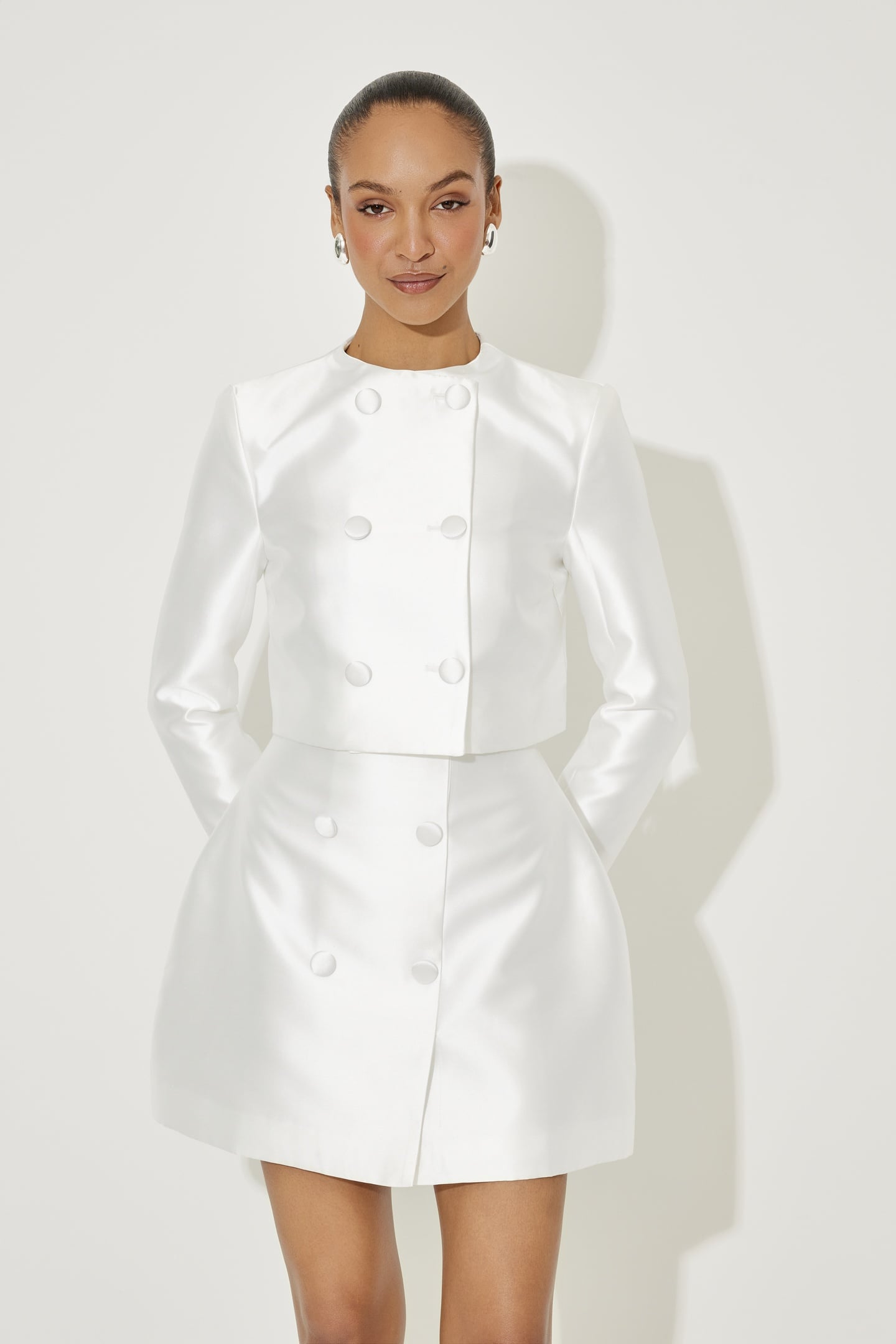 SATIN MINI SKIRT WHITE 2