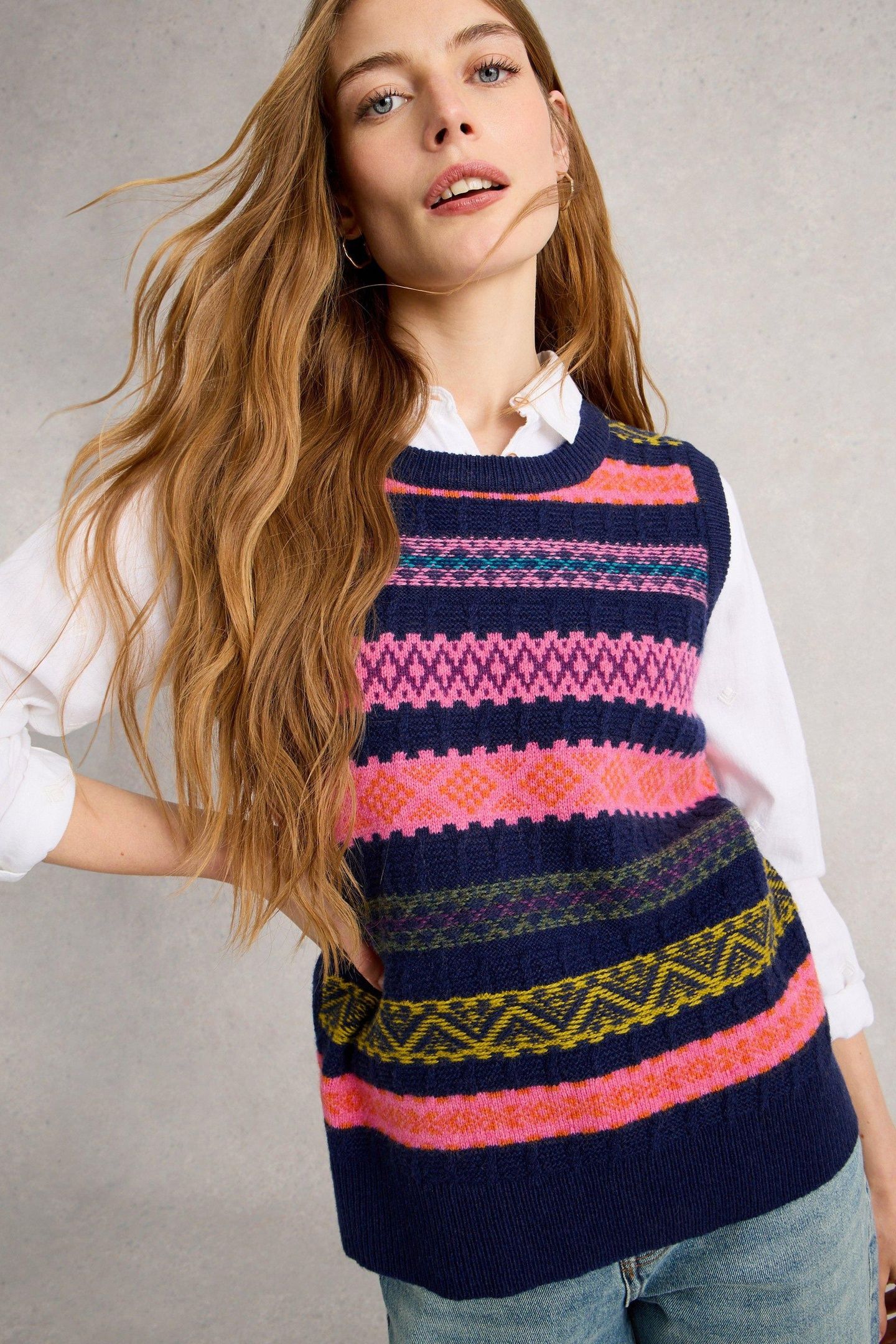 LOTTIE FAIRISLE TANK NAVY MULTI 1