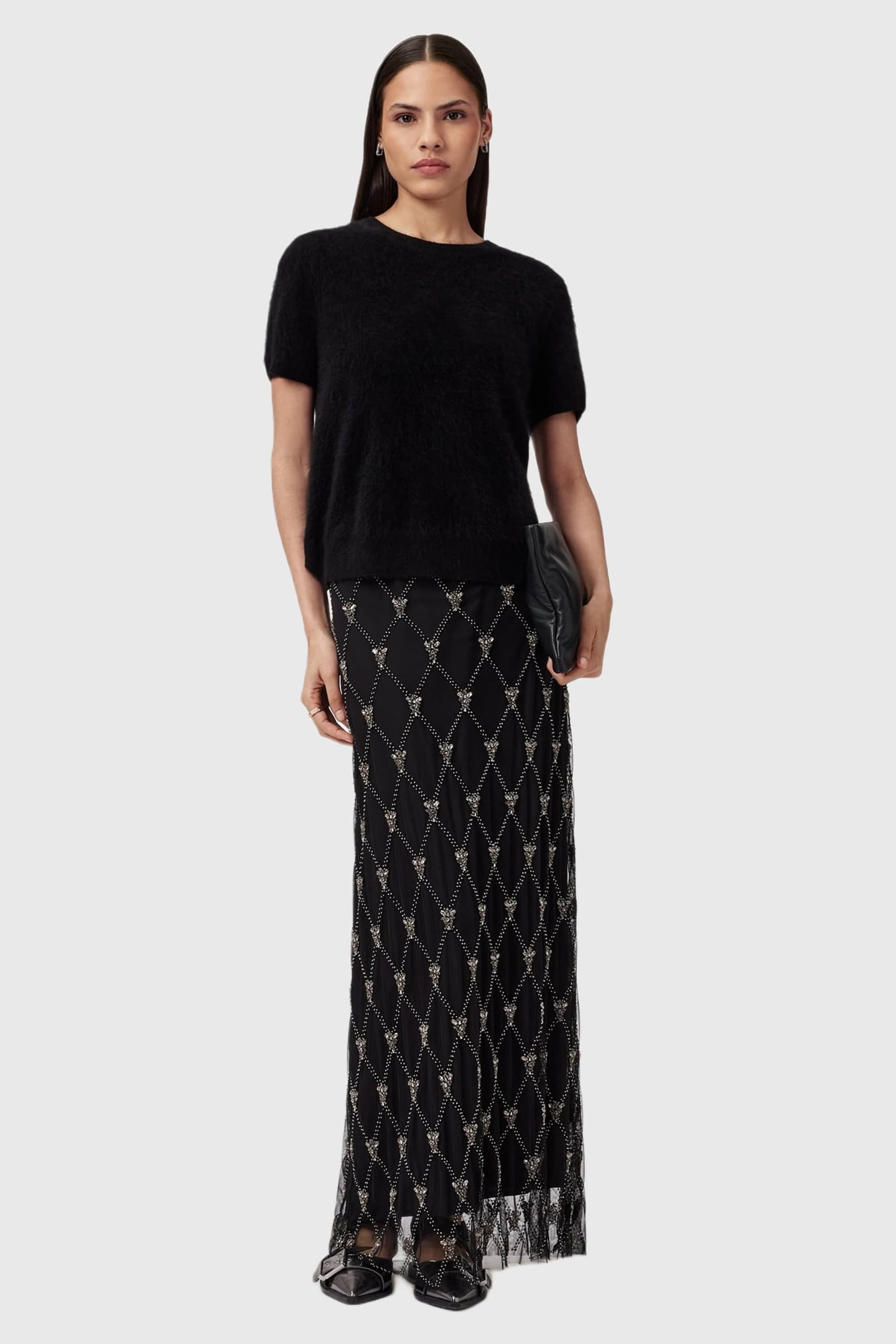 ILKA EMB SKIRT BLACK 1