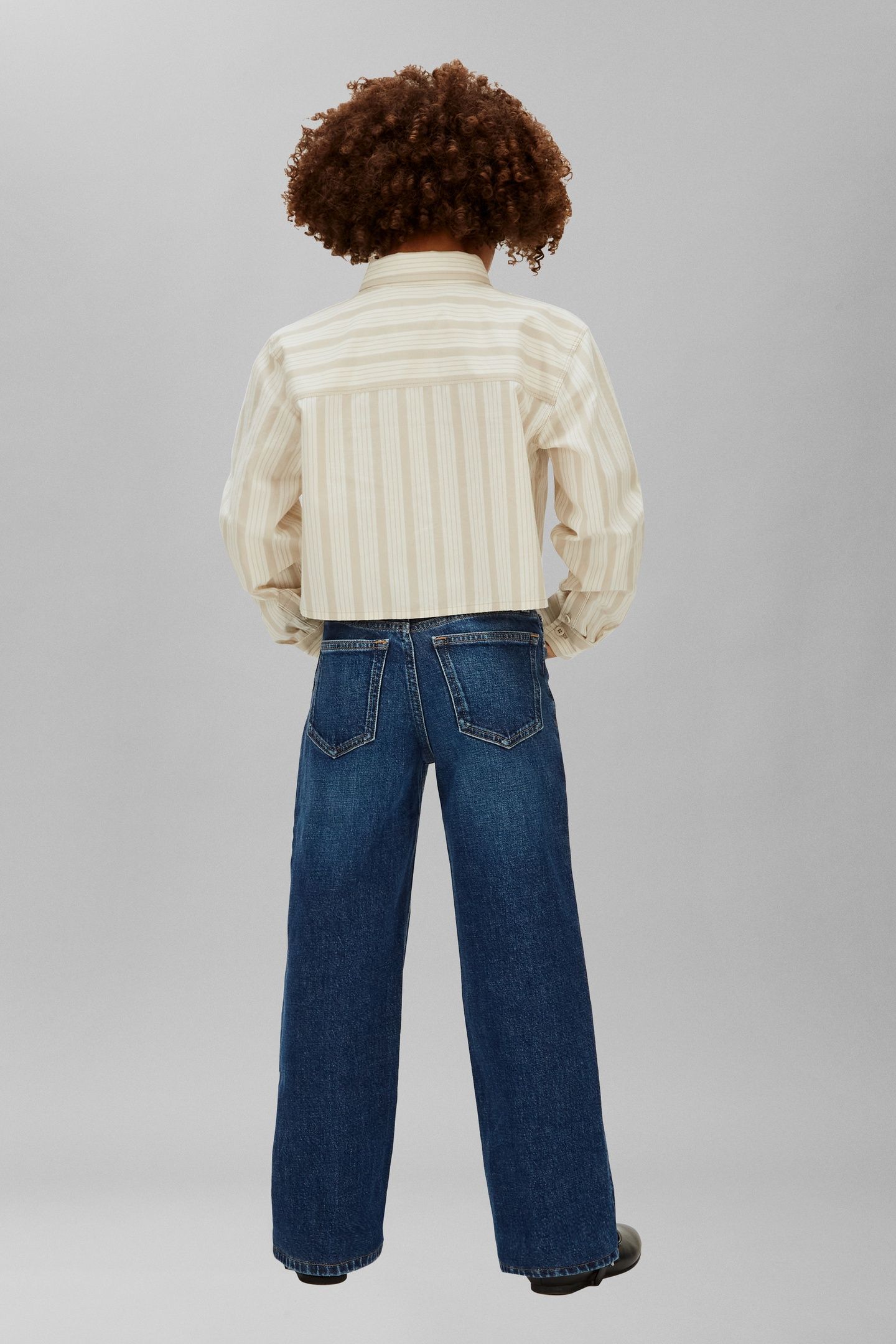GIRLS STRIPE POPLIN SHIRT ANCIENT MARBLE/WHITE GRAY 3
