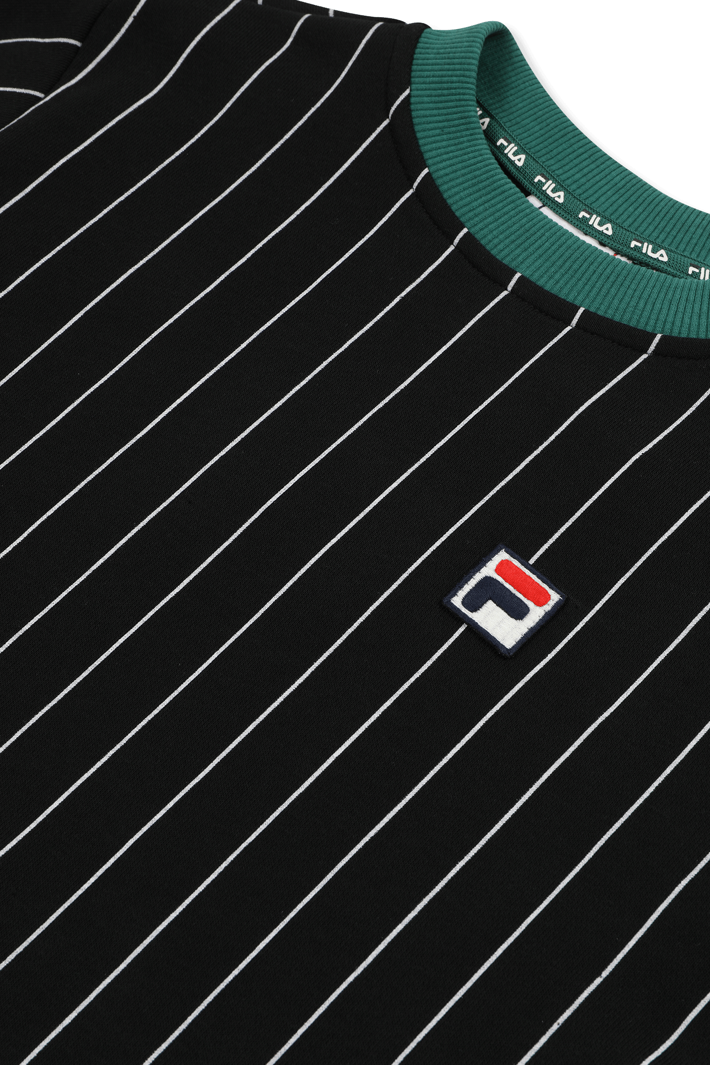 LUBACO REGULAR PINSTRIPED CREWNECK SWEATSHIRT BLACK / EGRET  3