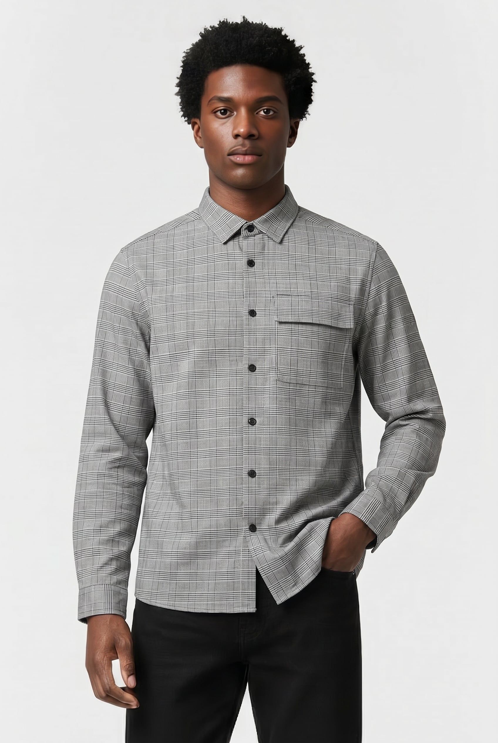 BLACK EAGLE POCKET SHIRT JET BLACK/ WHITE 1