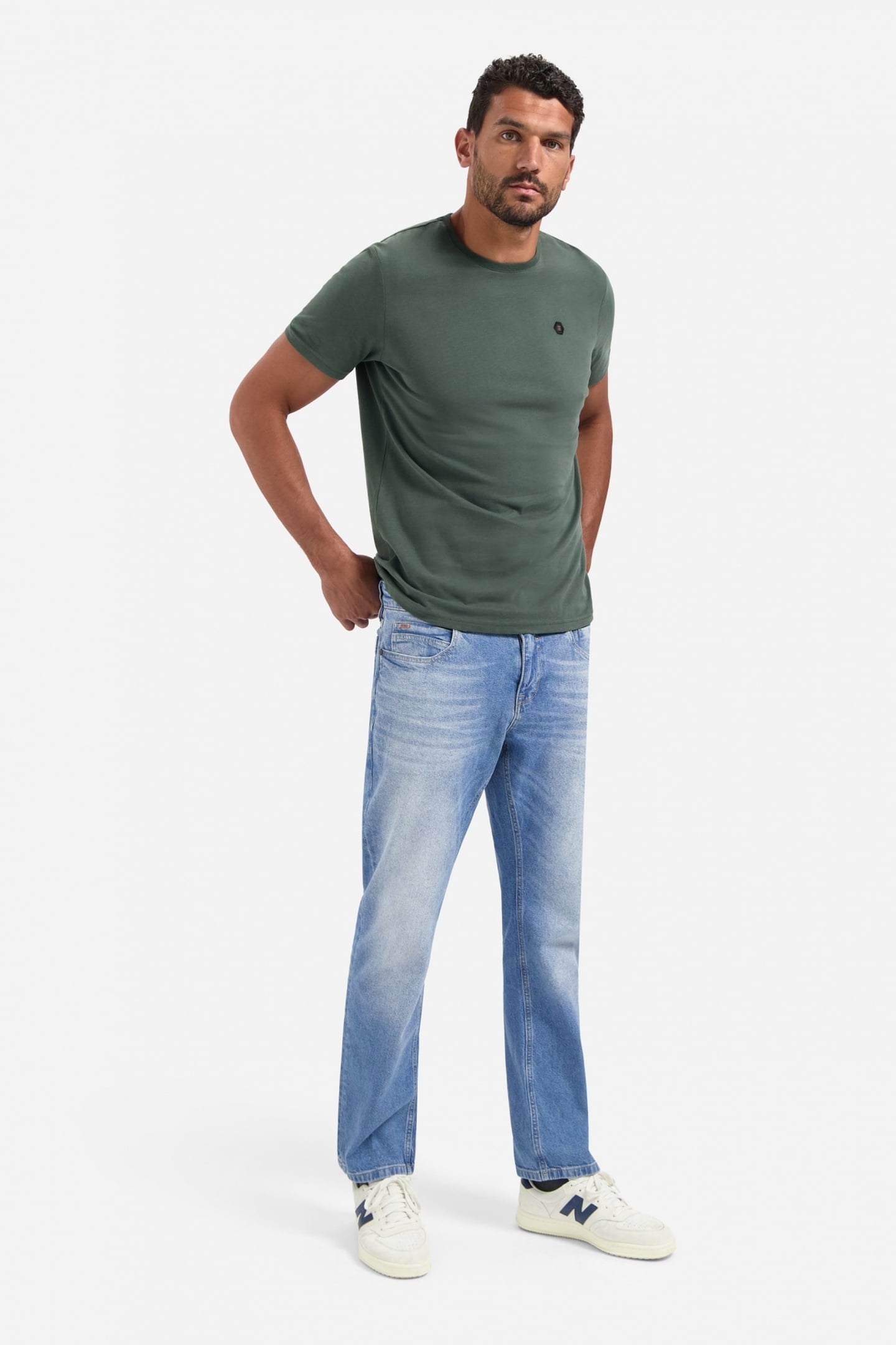 T-SHIRT CREWNECK PEACHED DARK GREEN 1