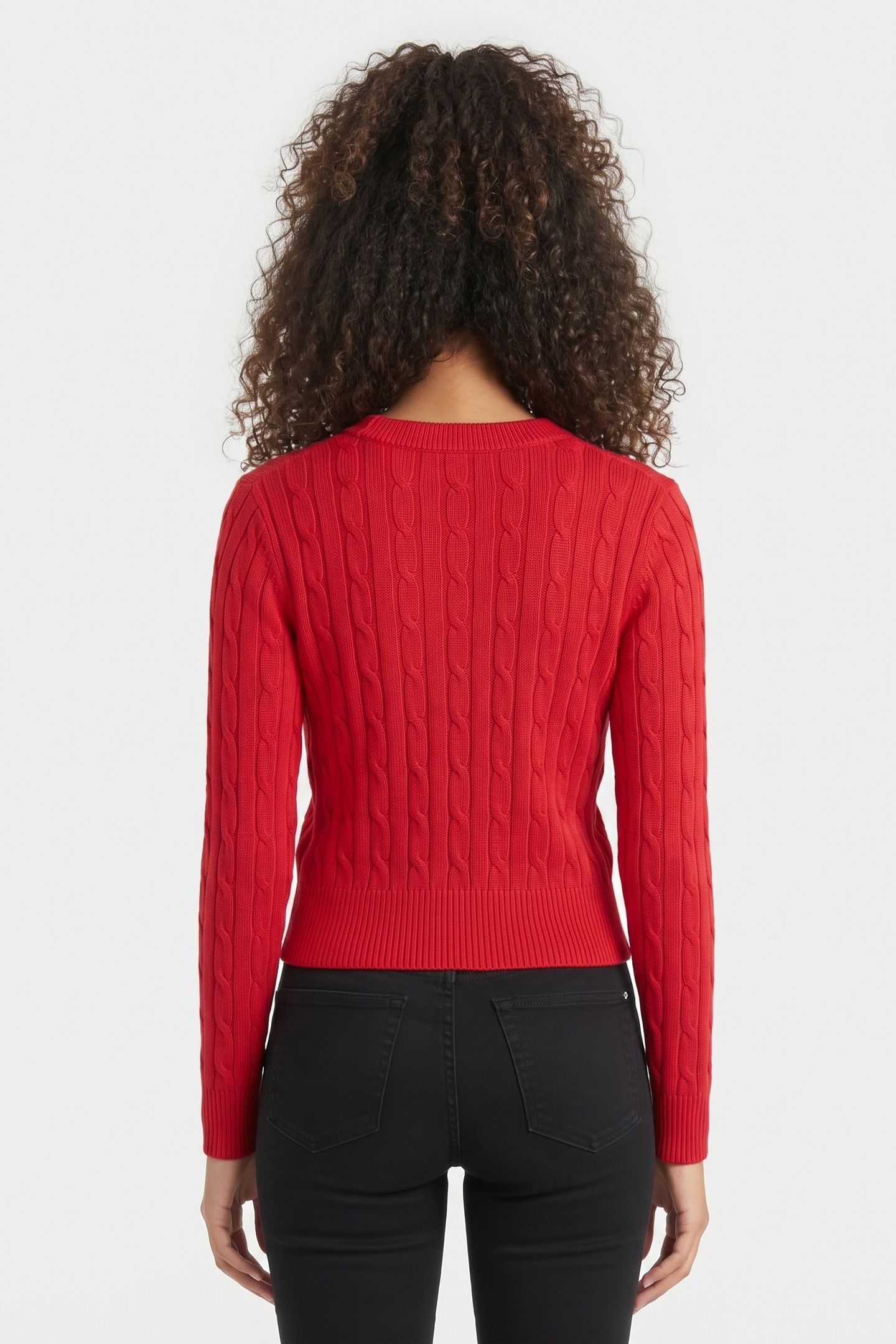 COTTON CABLE MID CREW NECK PRIMARY RED 2