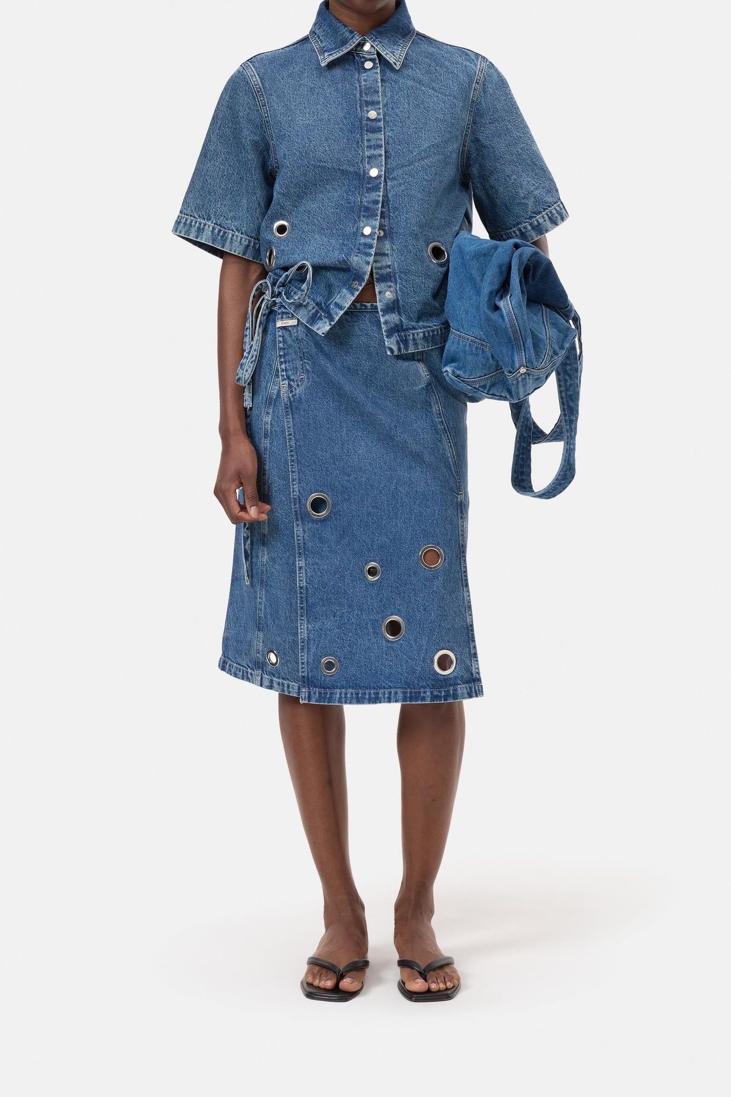 WRAP SKIRT MIDI MID BLUE 1