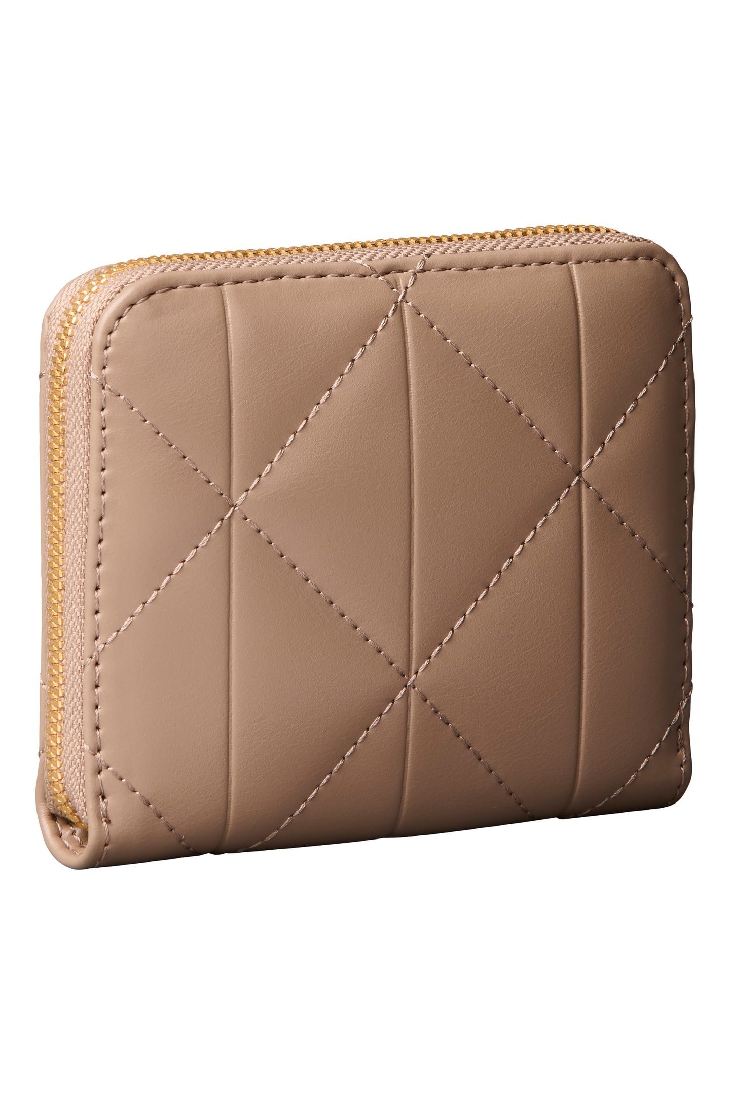 QUILTED SQUARE ZIP WALLET DESERT TAUPE 2