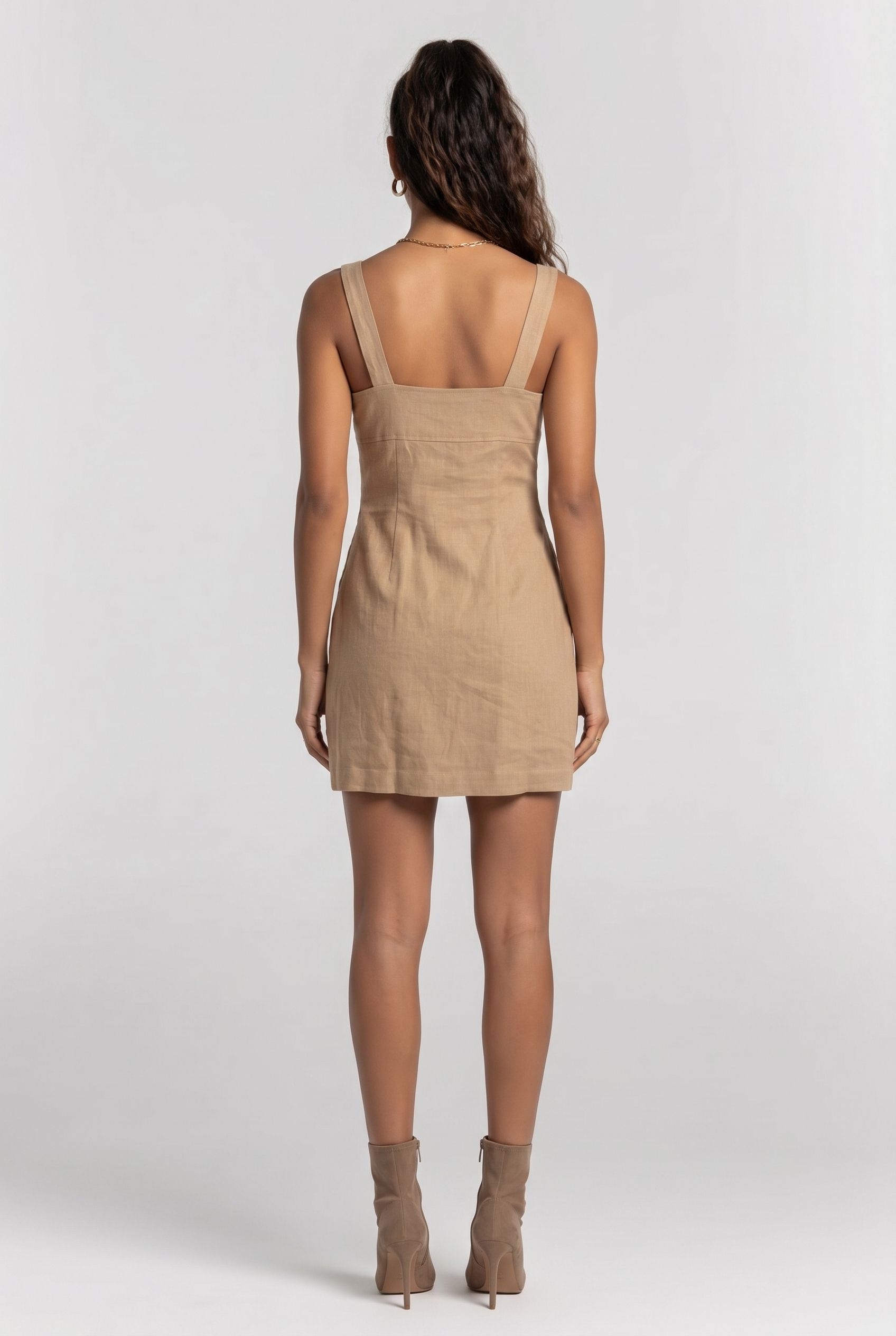 LINEN MINI DRESS SAND 2
