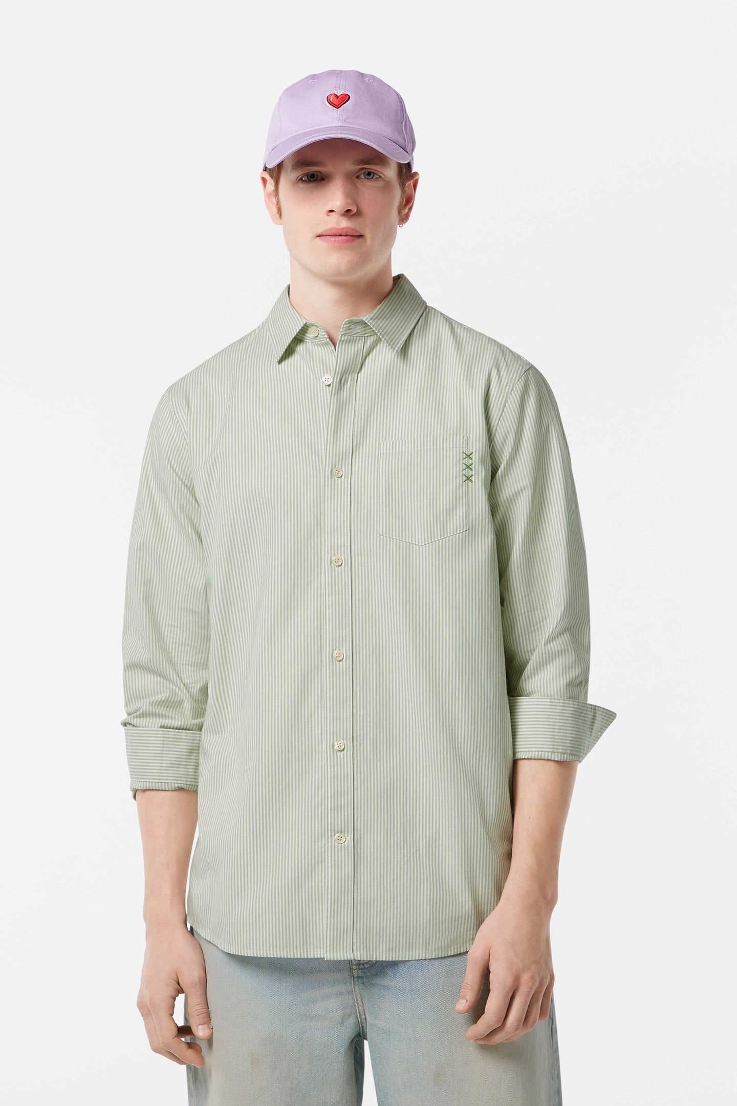 REGULAR FIT STRIPED OXFORD SHIRT PISTACHIO STRIPE 1