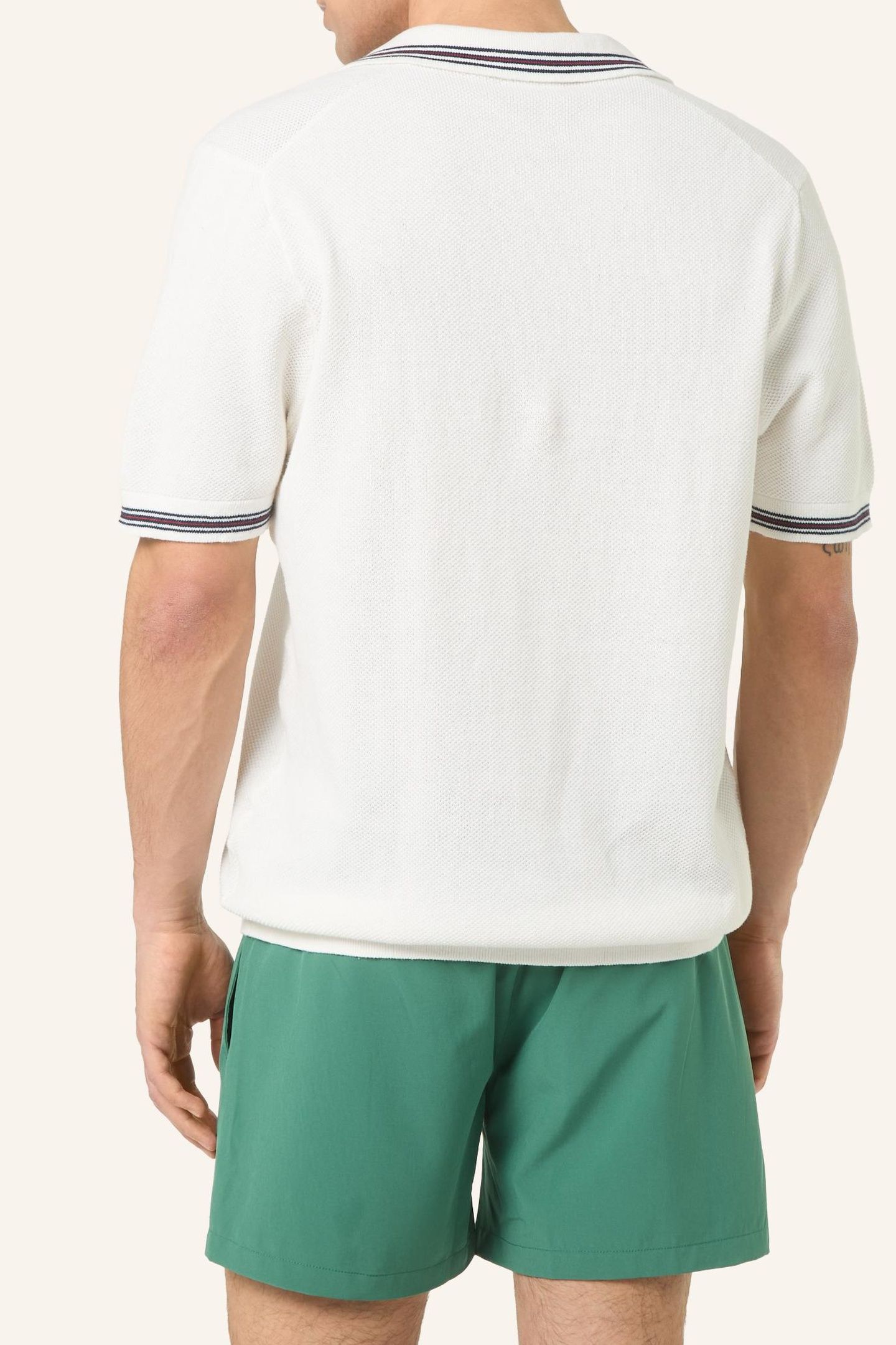 ORENTANO REGULAR JOHNNY COLLAR KNITTED POLO SHIRT EGRET 3
