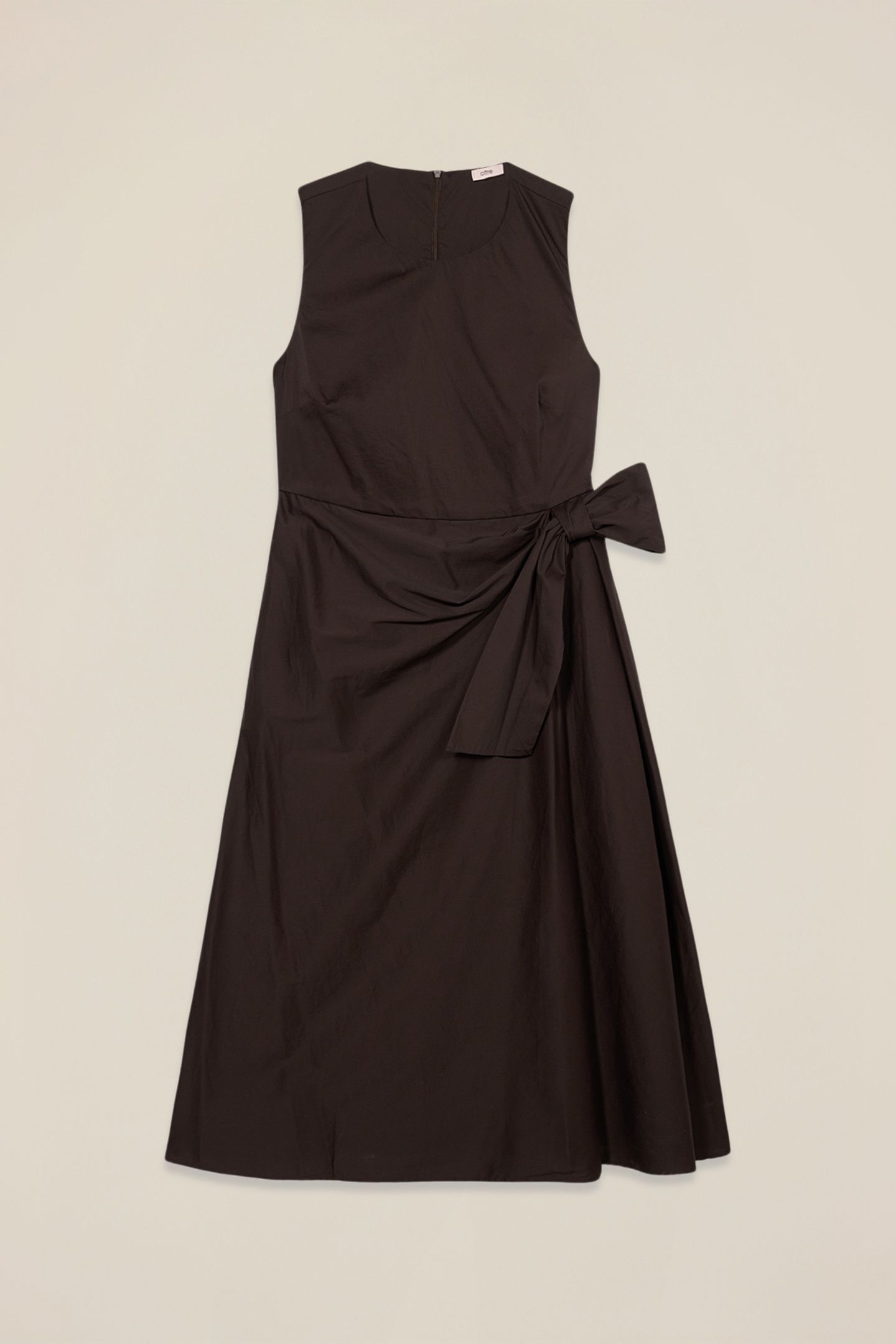 MIDI DRESS WITH SIDE BOW BROWN 3