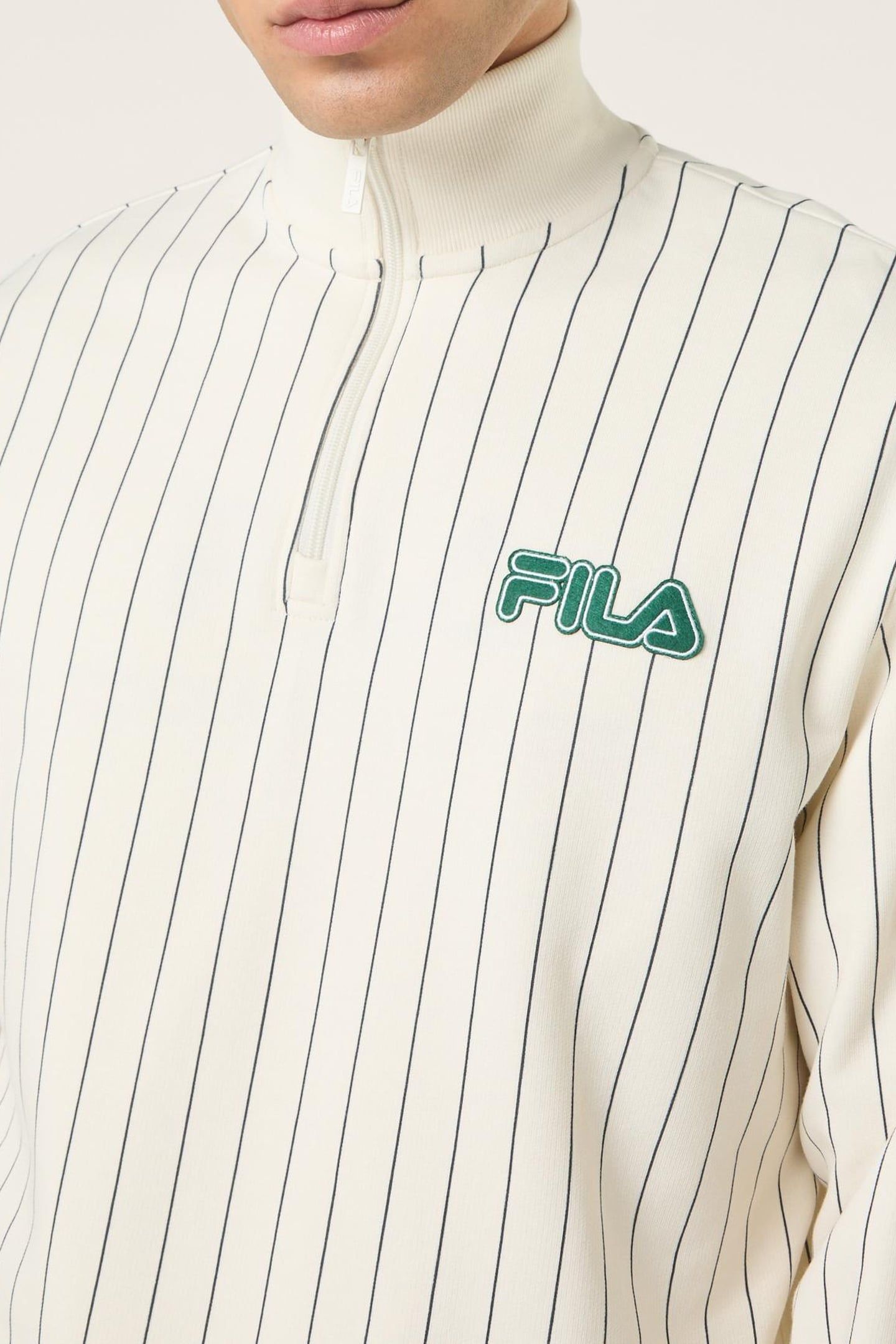 STATUTO LOOSE PINSTRIPED HALF ZIP SWEATSHIRT EGRET / BLACK I 6