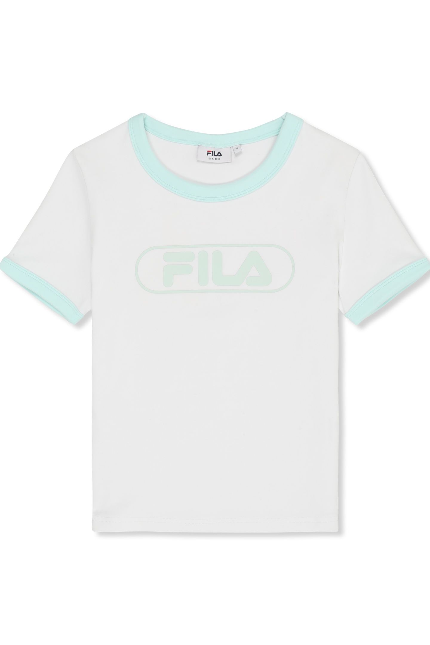 CERCINA SLIM LOGO RINGER BABY TEE BRIGHT WHITE-SOOTHING SEA 4