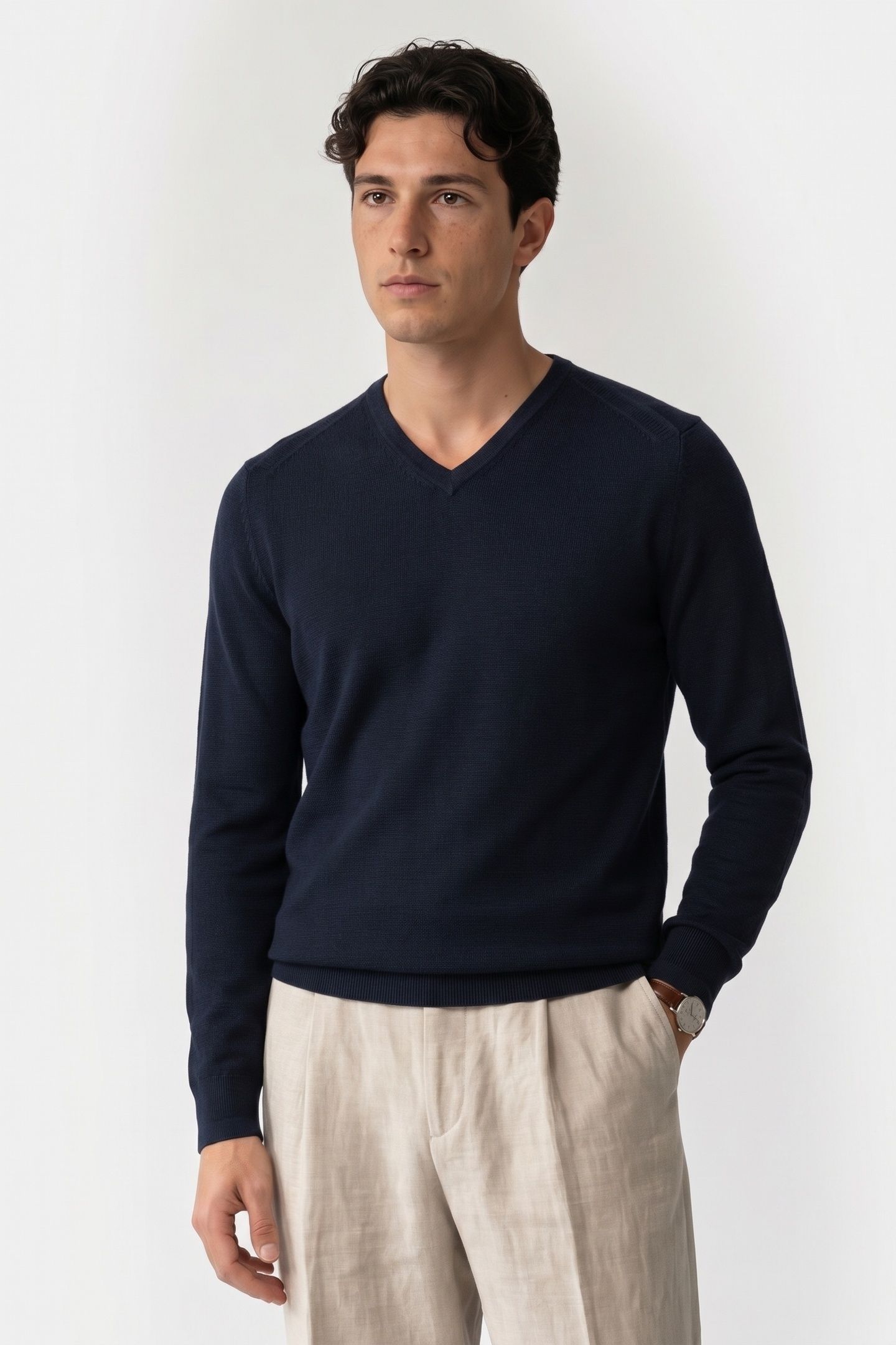 V-NECK ORGANIC COTTON NAVY 1