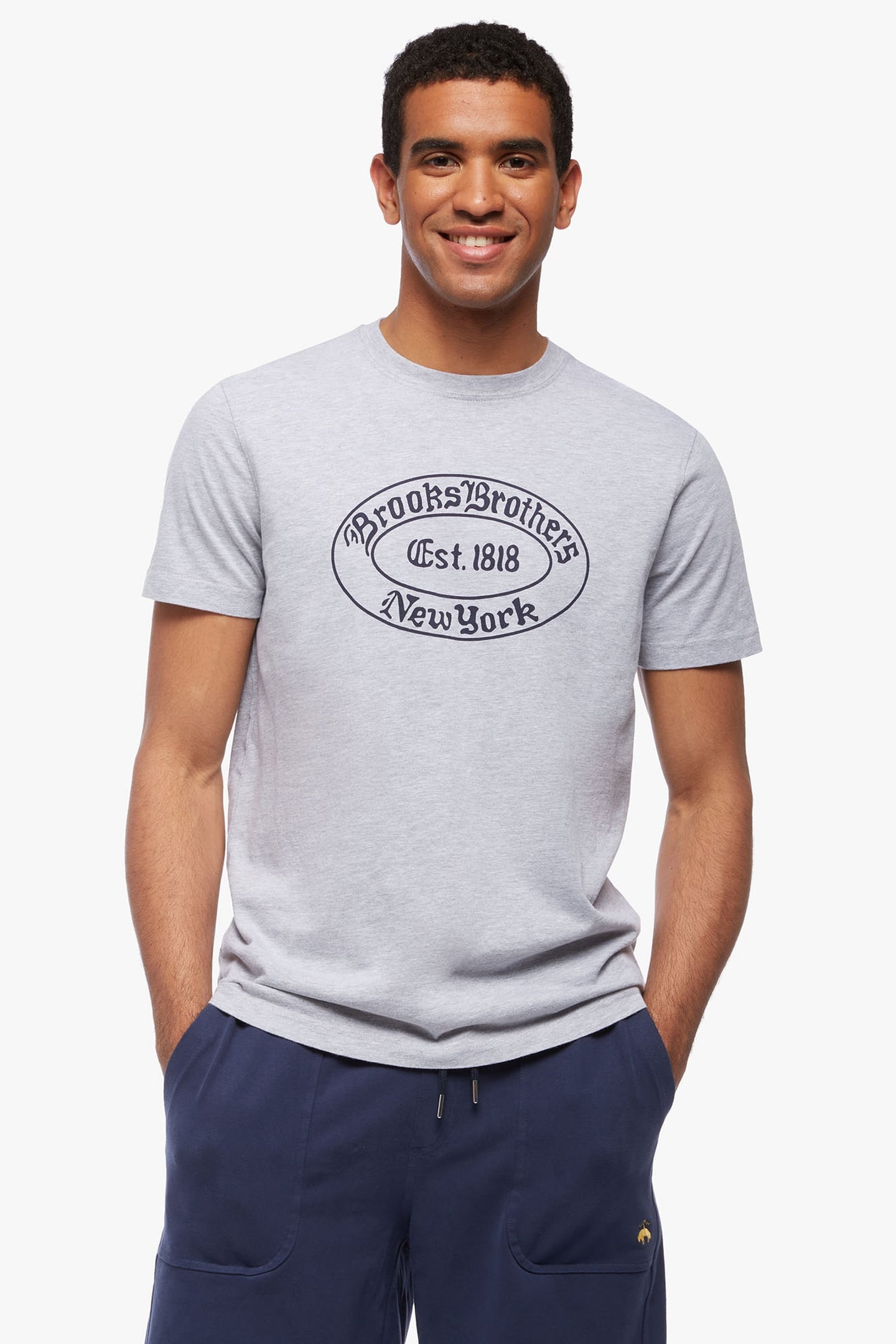 BROOKS BROTHERS LABEL GRAPHIC T-SHIRT MEDIUM GREY 1