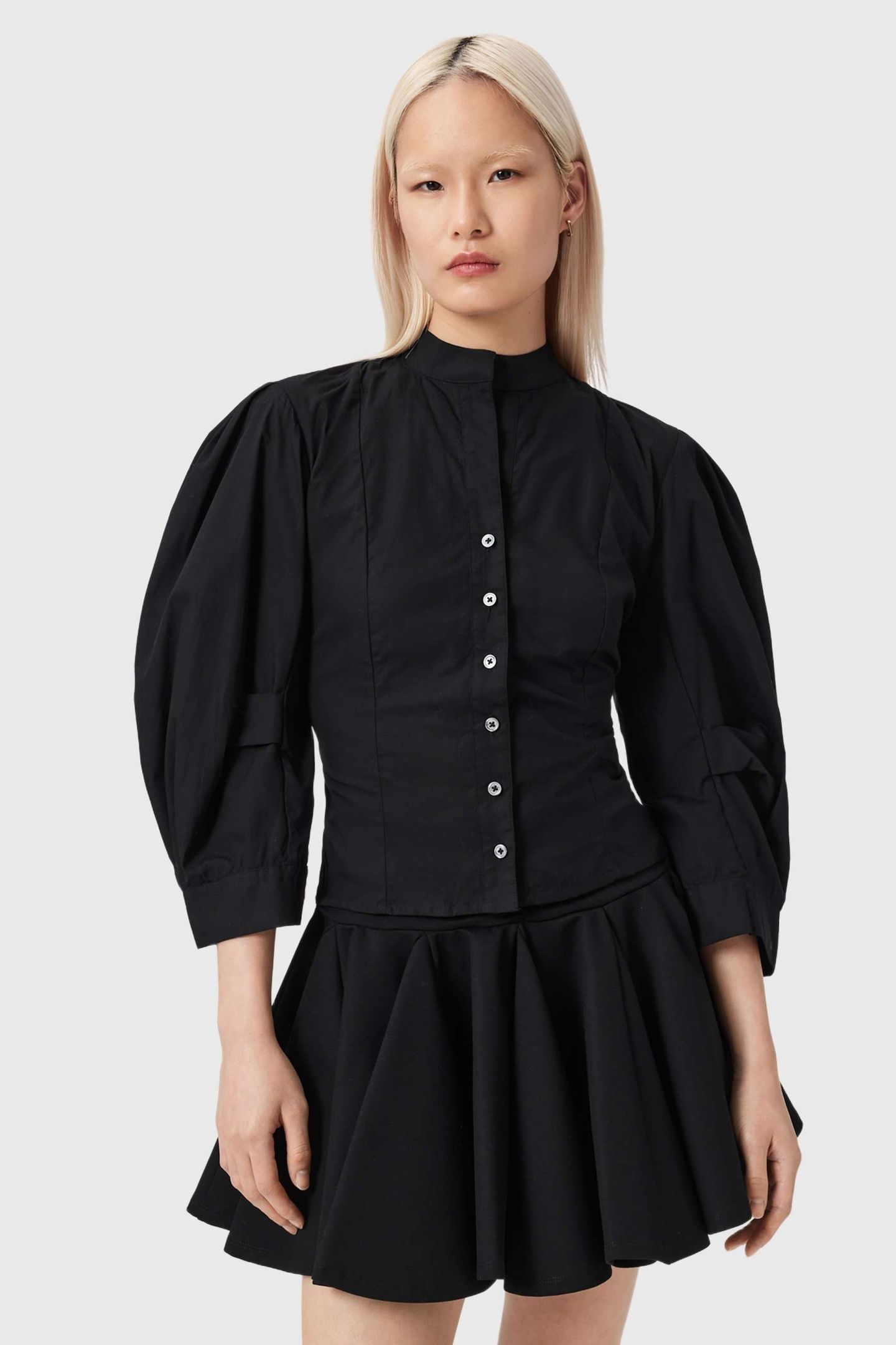 MAUD LACE UP SHIRT BLACK 2