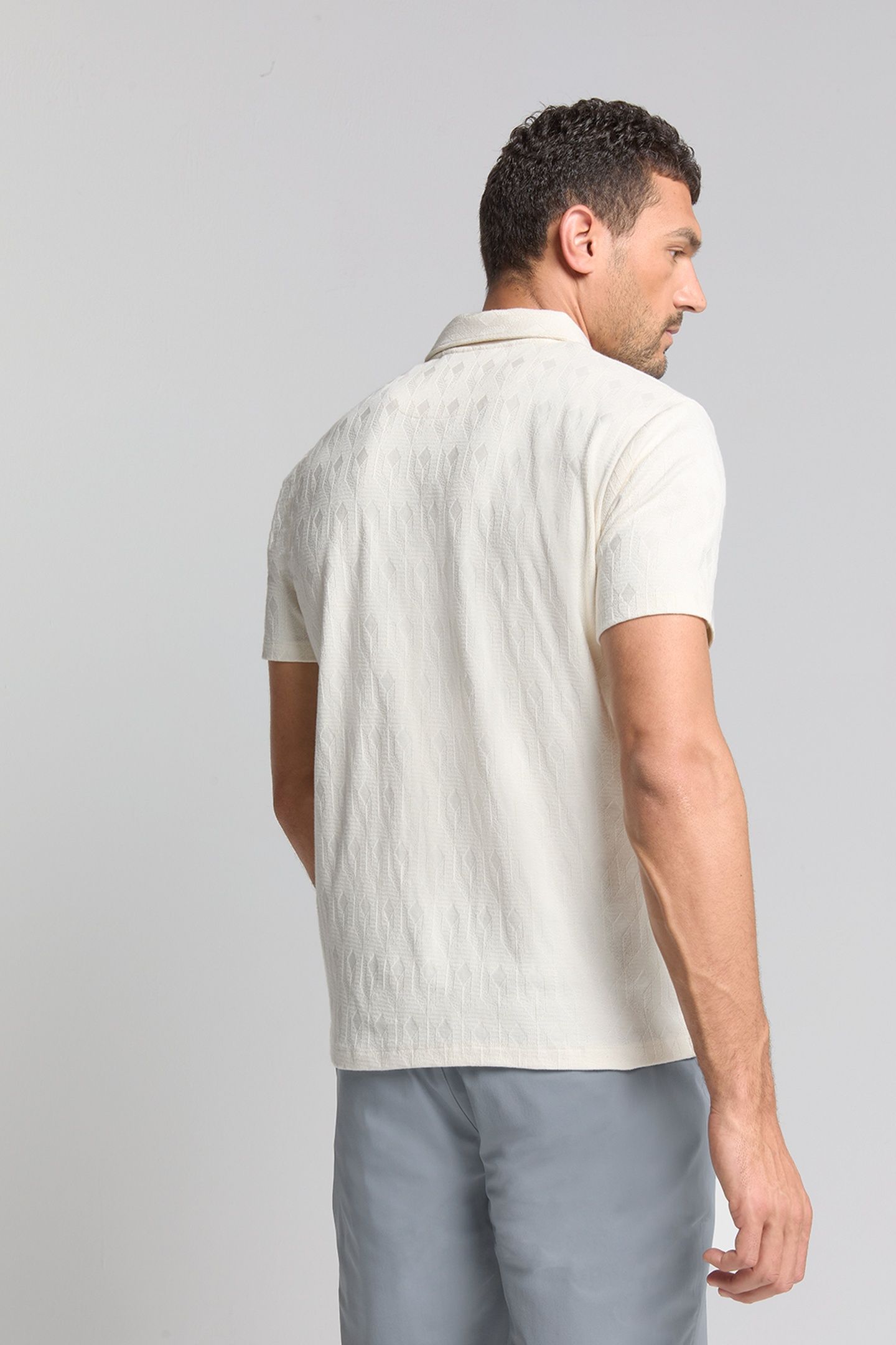 POLO V SOLID TERRY JACQUARD OFFWHITE 2