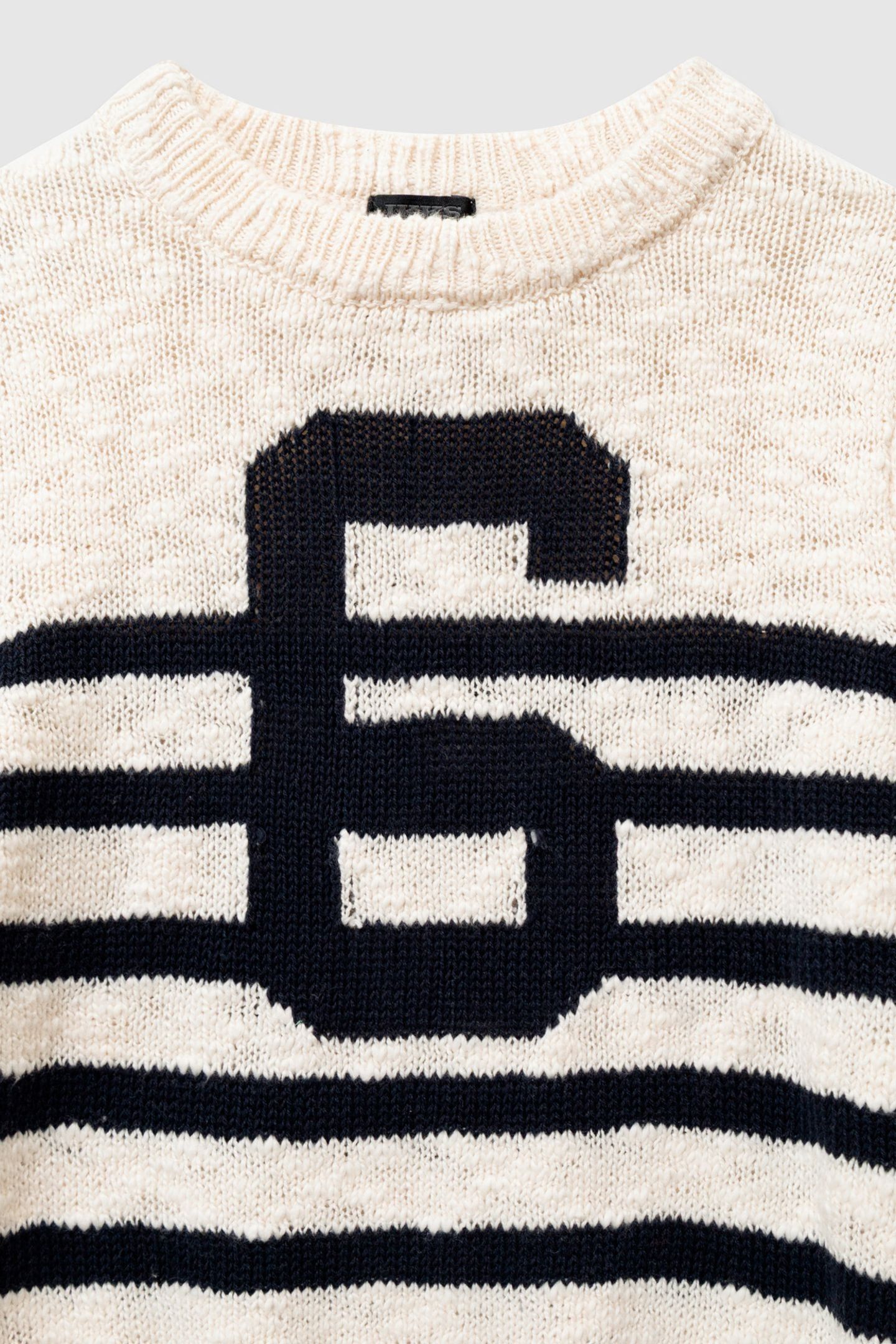 OFF-WHITE KNITTED SWEATER WITH NAVY STRIPES 4