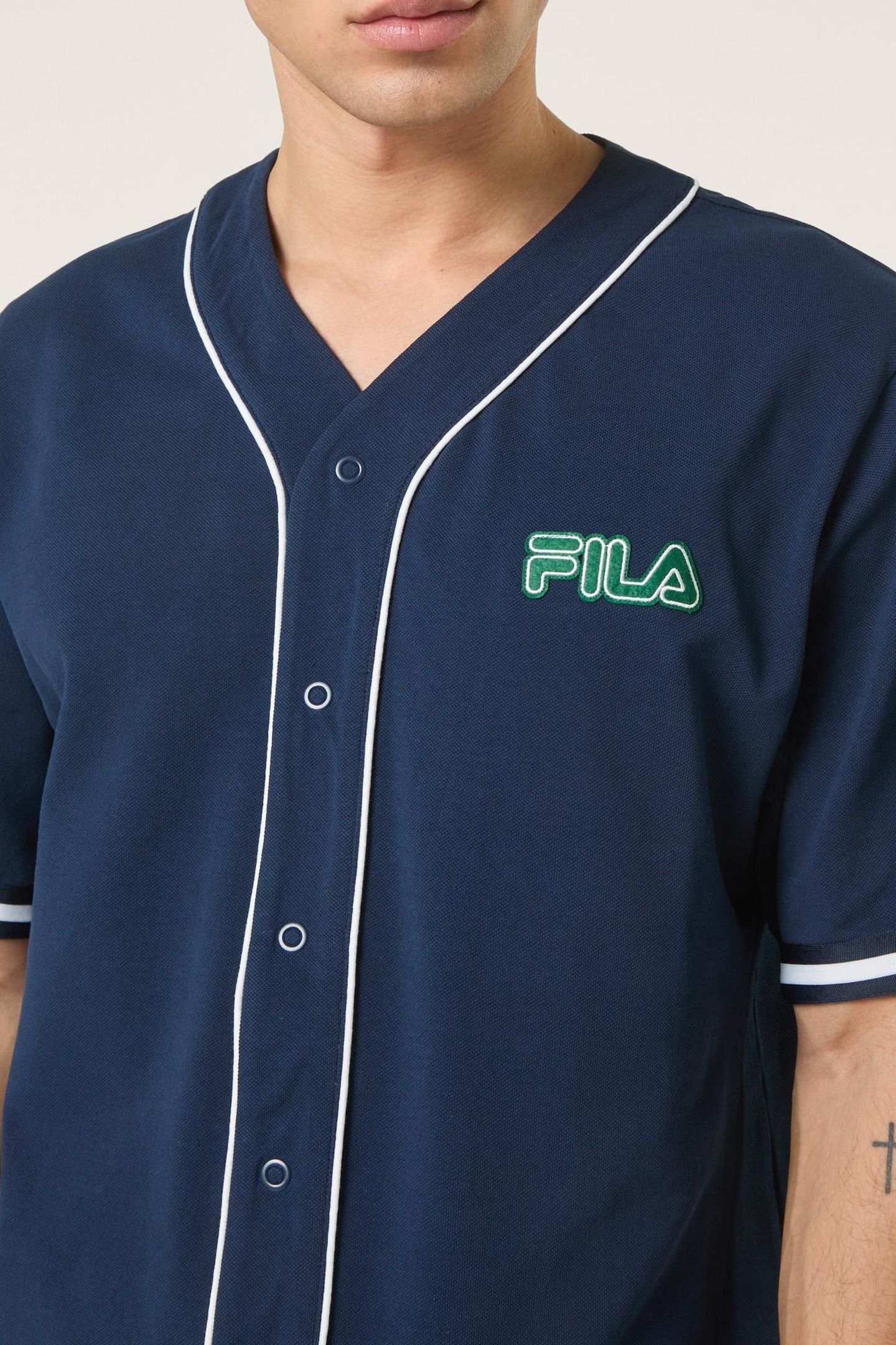 STATUTO LOOSE PIQUE BASEBALL SHIRT BLACK IRIS 4