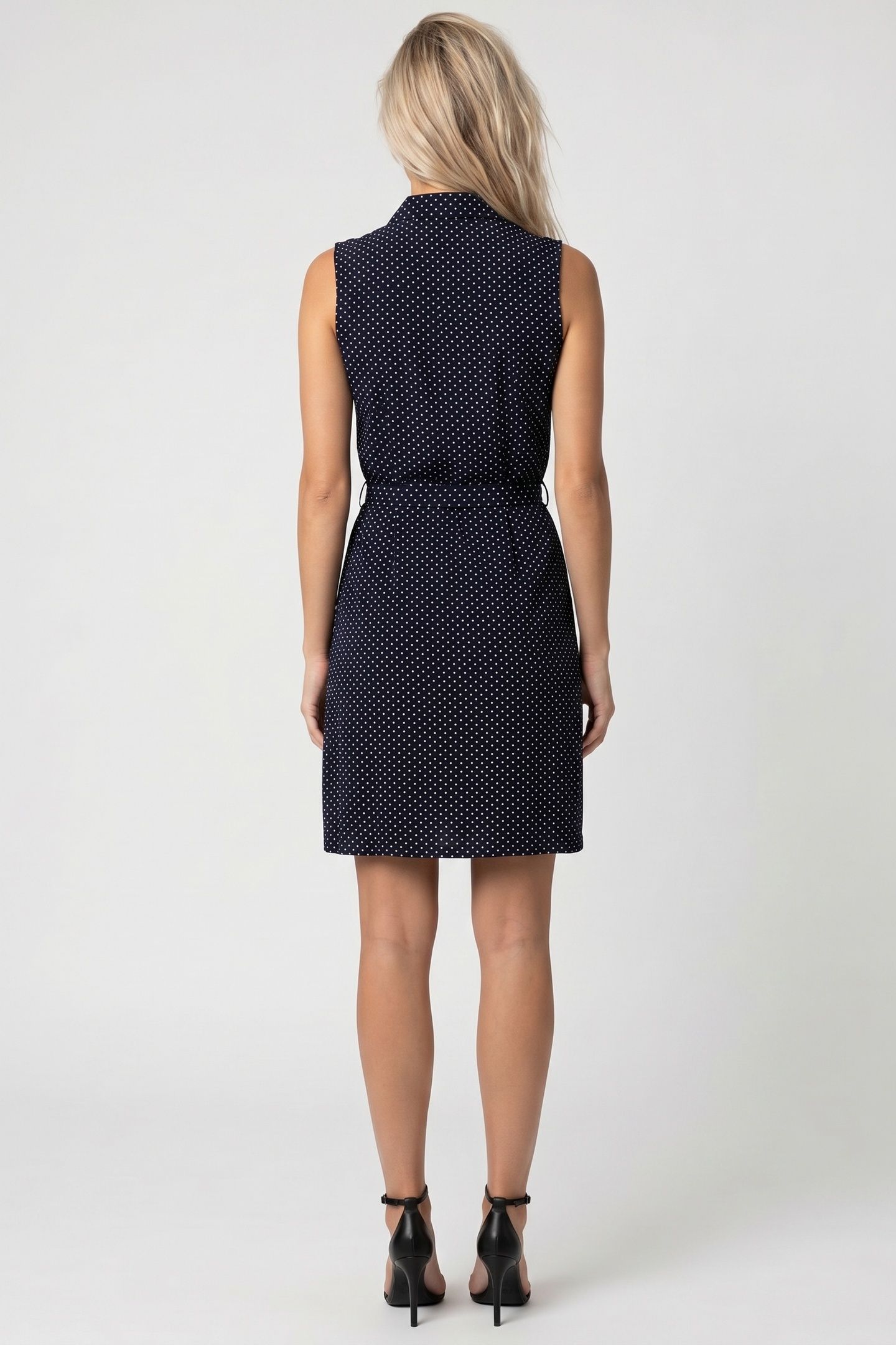 KNIT PRINTED SLEEVELESS DRESS NAVY 2