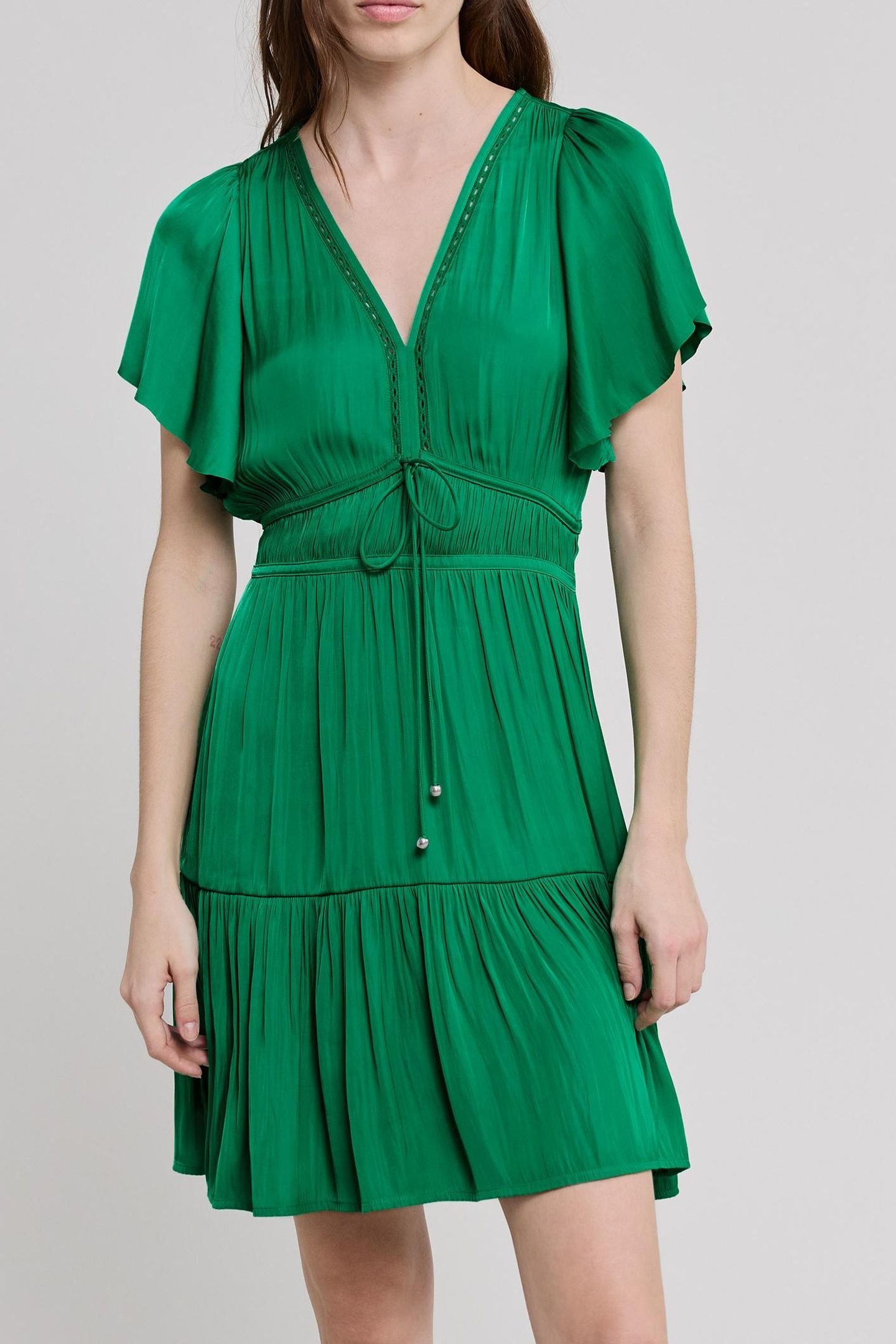 MINT CREASED DRESS WITH BUTTERFLY SLEEVES 2