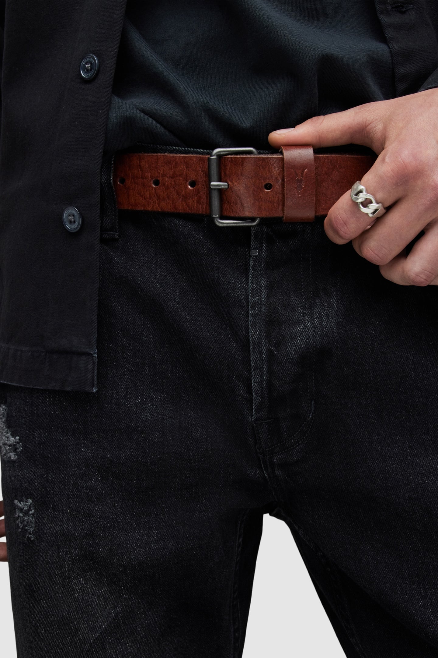 DUNSTON SHINE BELT TAN/DULL NICKEL 5