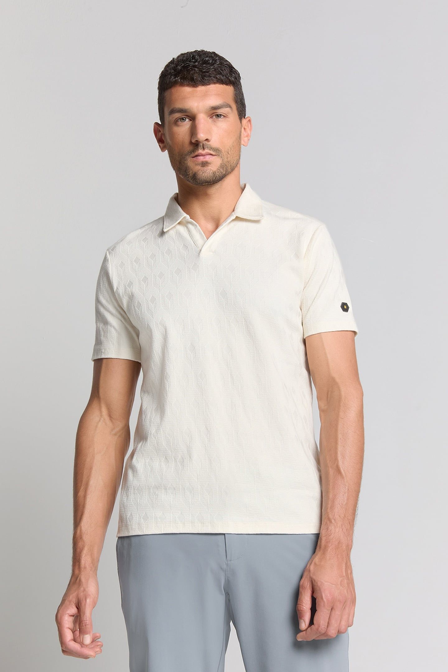 POLO V SOLID TERRY JACQUARD OFFWHITE 1