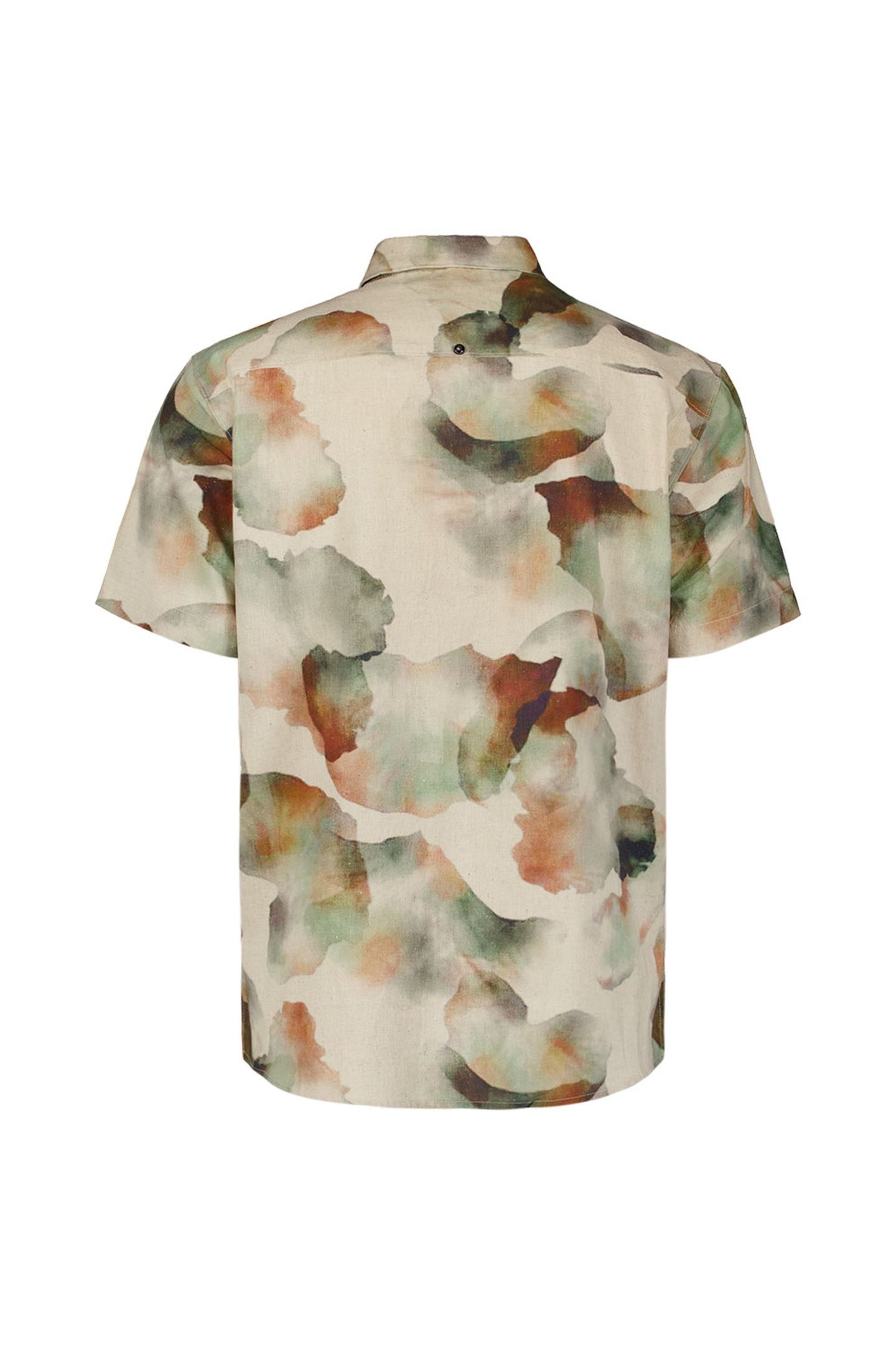 SHIRT SHORT SLEEVE REVERS COLLAR ALLOVER PRINTED WITH LINEN  6
