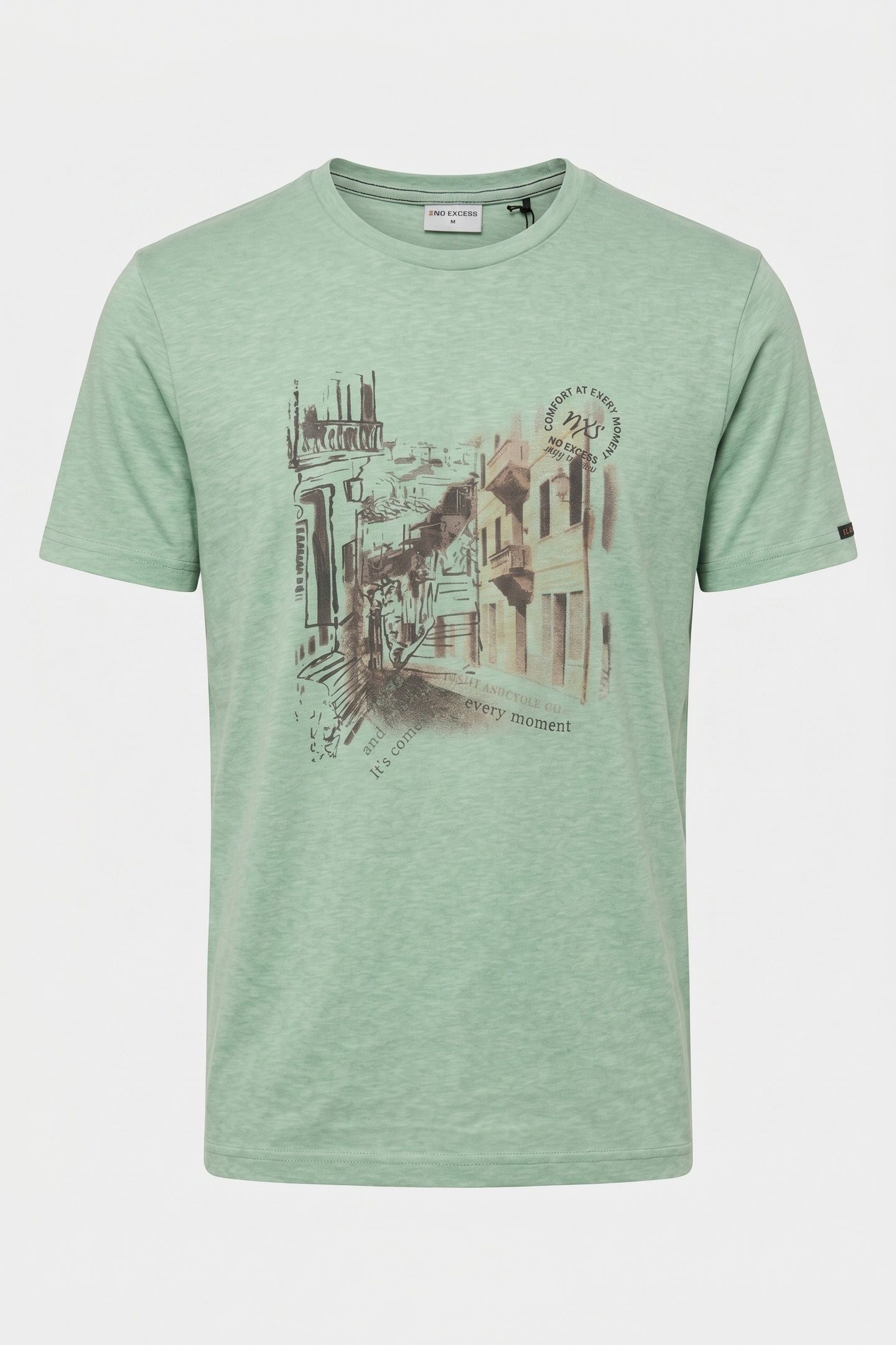 T-SHIRT CREWNECK MELANGE CHEST PRINT MINT 4