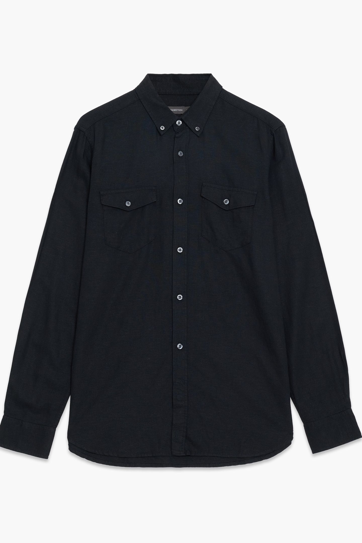 LINEN 2 POCKET LS BLACK 1