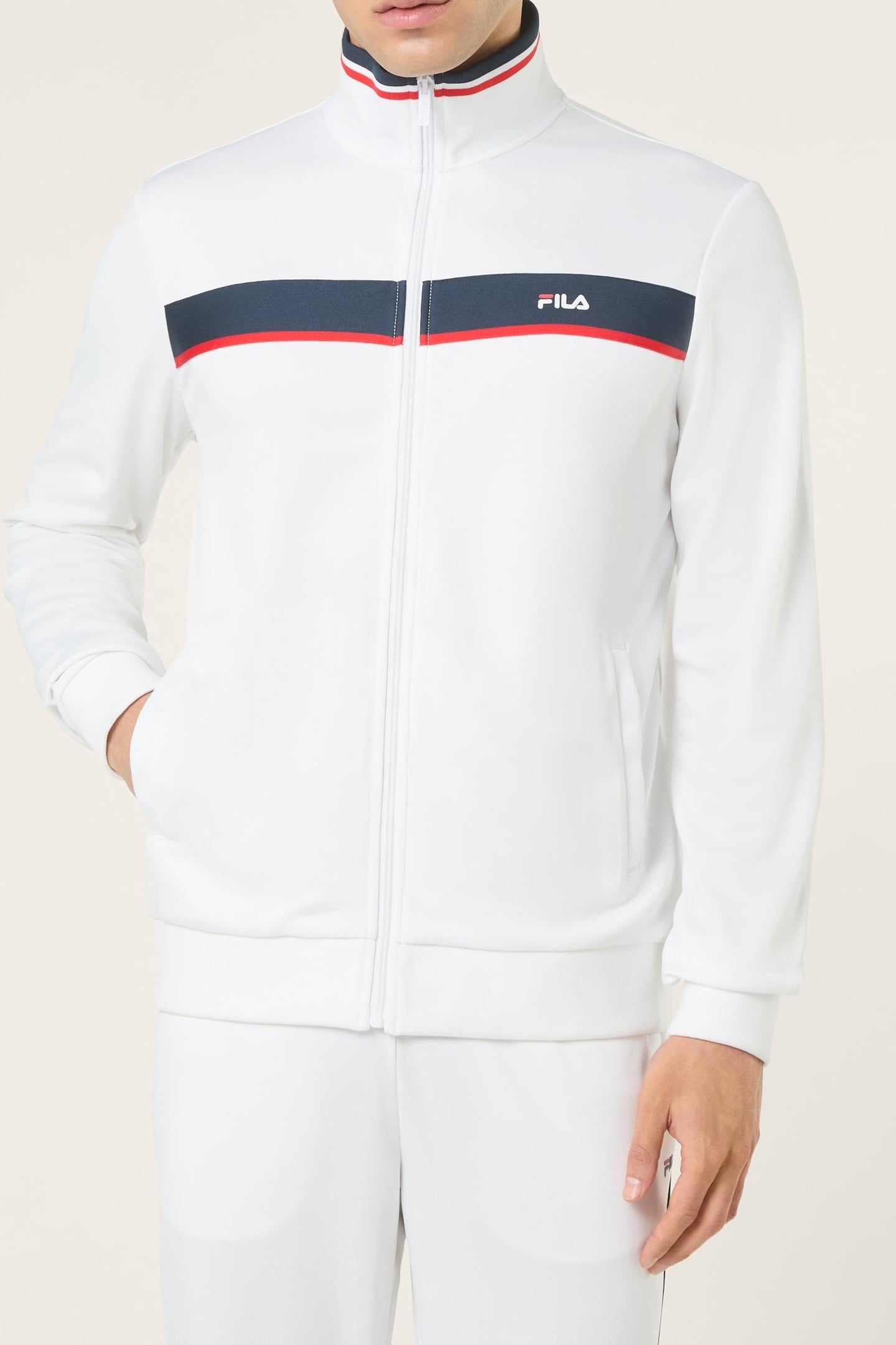 SAGANO REGULAR TAPED TRACK JACKET BRIGHT WHITE-BLACK IRIS 1