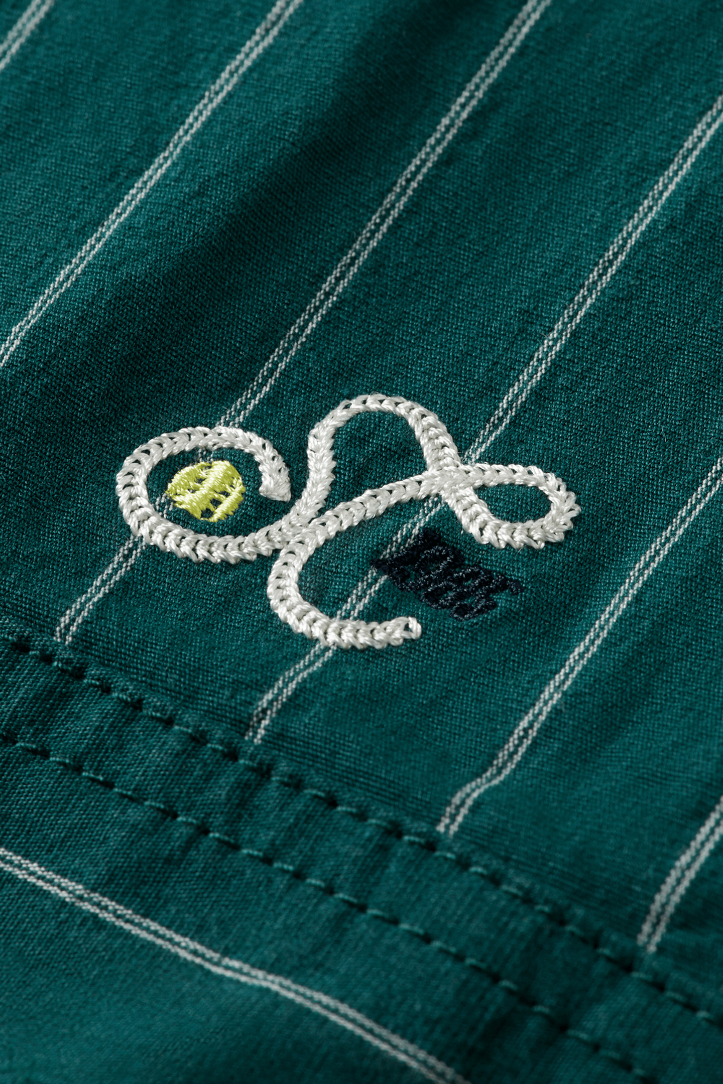 PINSTRIPED COTTON-BLEND BOMBER JACKET PITCH GREEN PINSTRIPE 3
