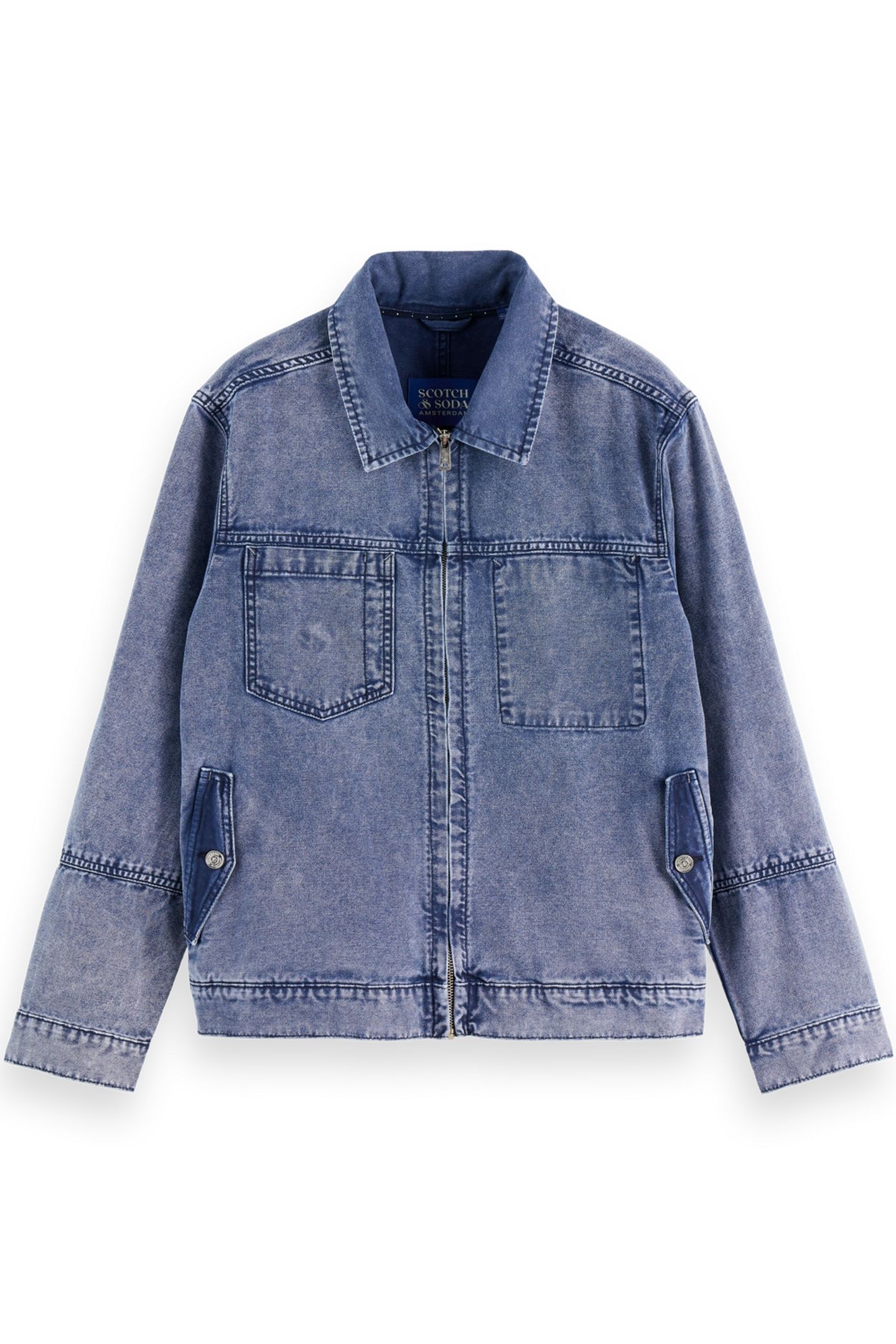 WORKWEAR BOMBER JACKET IN DENIM WASHED CANVAS NAVY 5