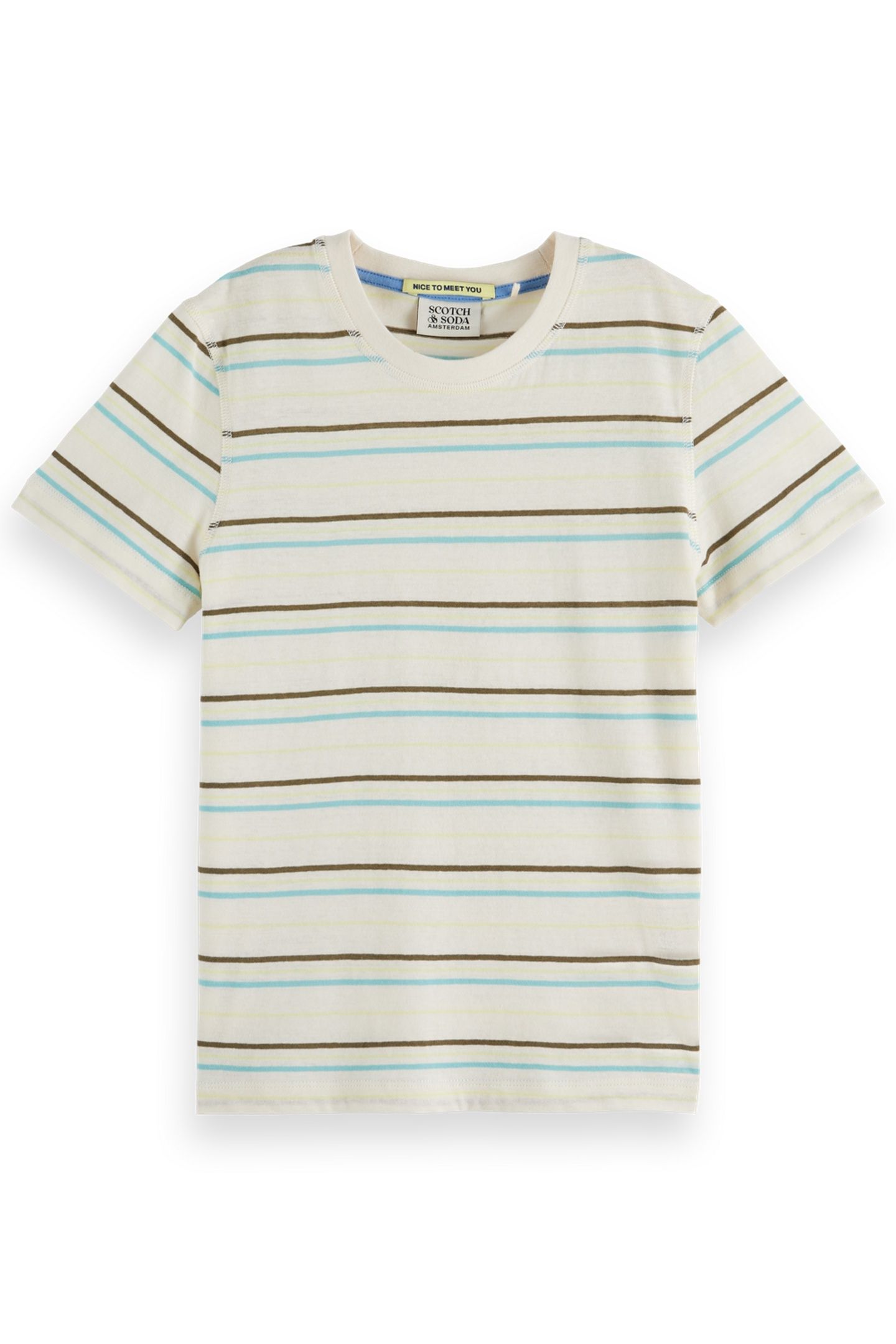 BOY RELAXED-FIT YARN-DYED STRIPED T-SHIRT SOFT ICE/ NEON YEL 1