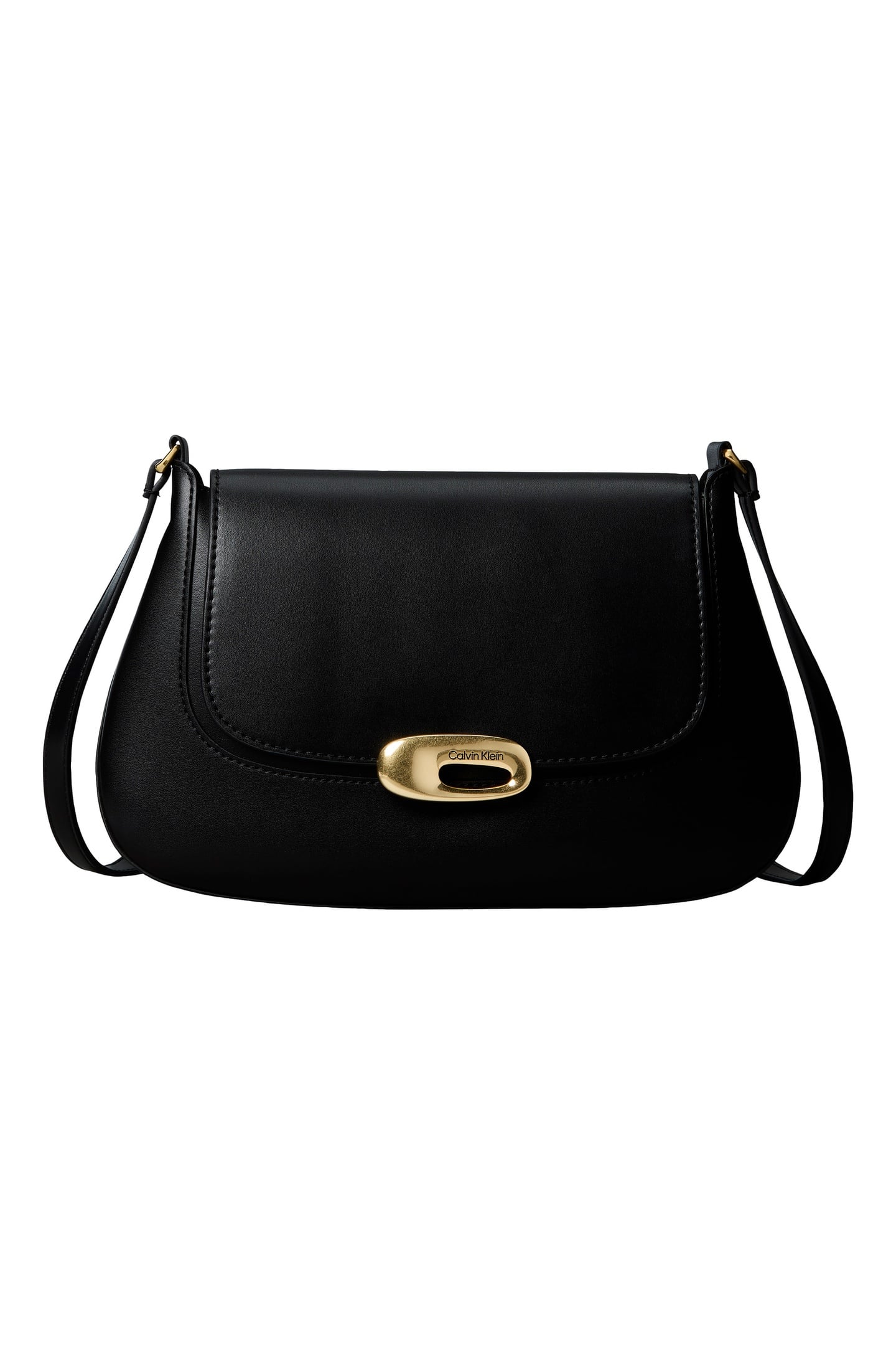 HARDWARE FLAP MEDIUM CROSSOVER BAG BLACK/TUMBLED DEEP GOLD 2