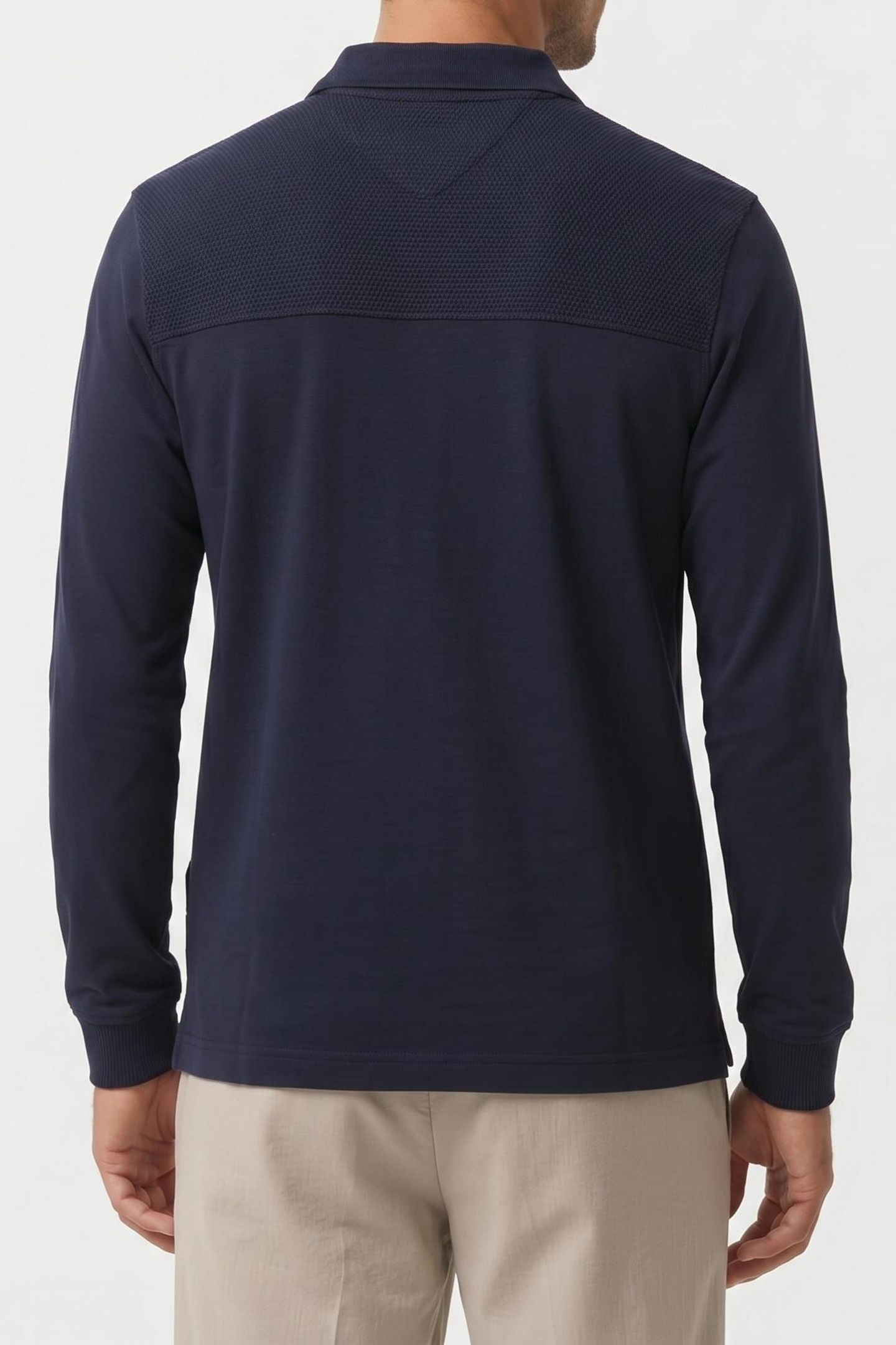 FLUID COTTON FLAG EMBROIDERY ZIP POLO SHIRT DESERT SKY 2
