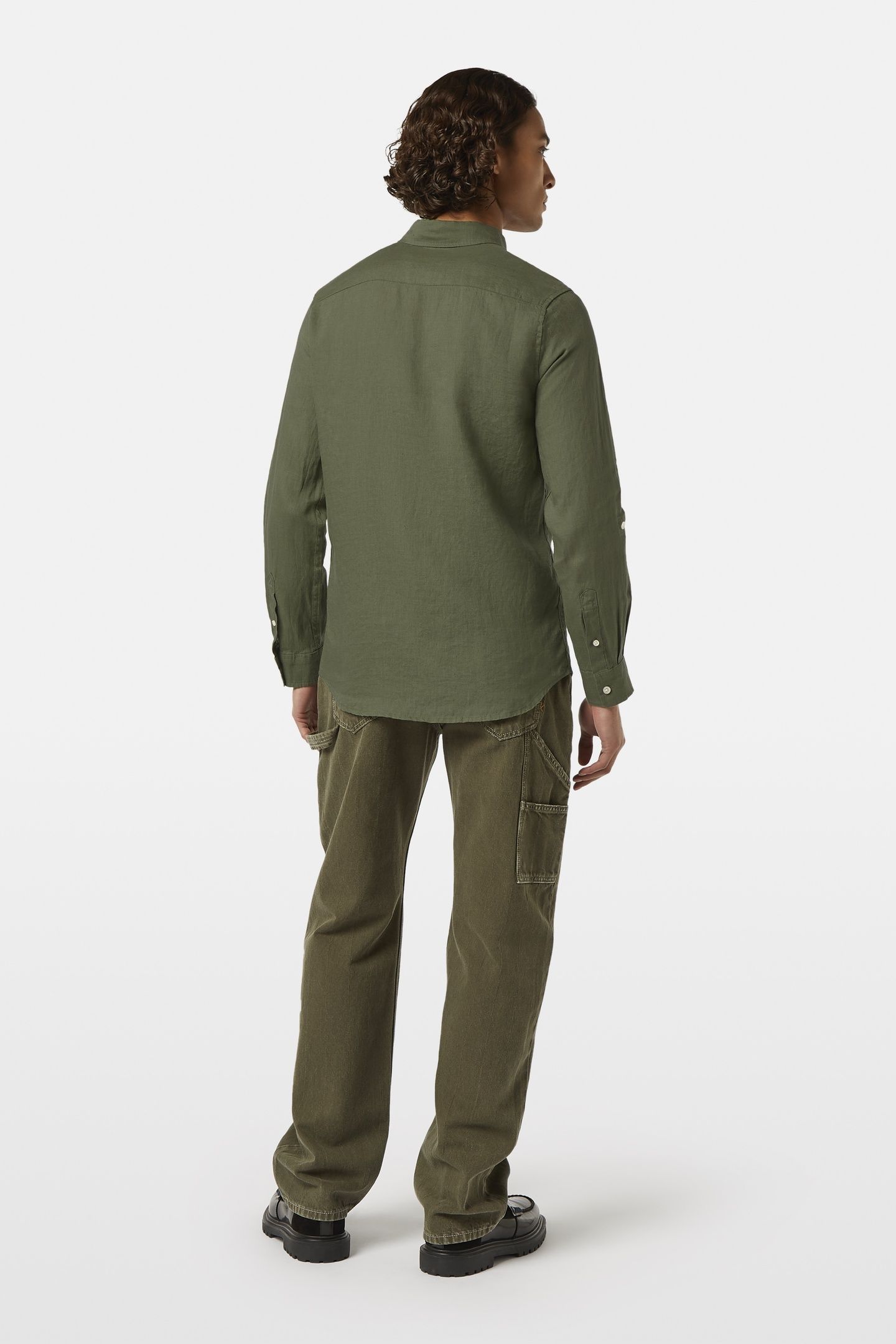 SEASONAL CORE - REGULAR FIT LINEN SHIRT ARMY 3