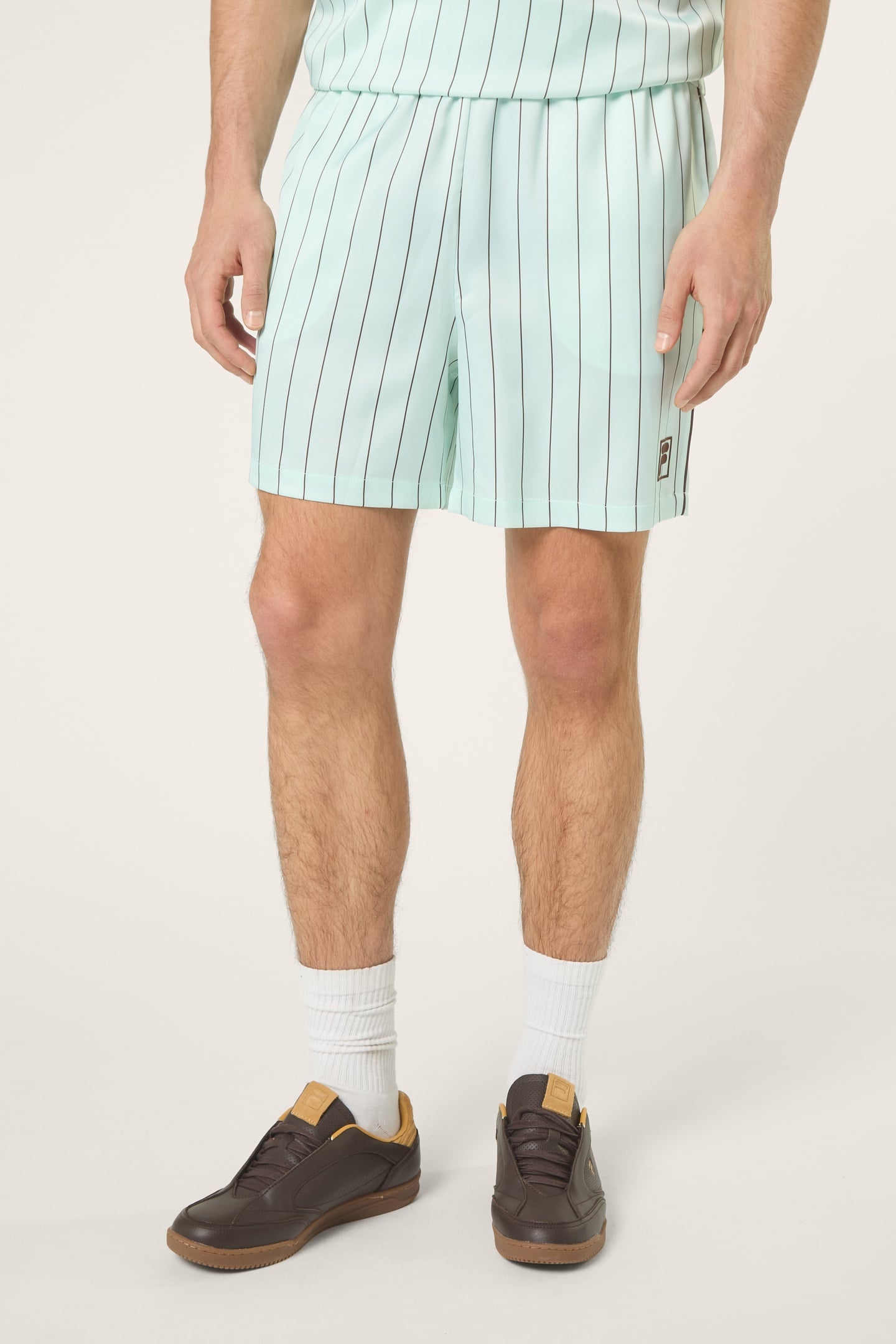 COVERCIANO LOOSE PINSTRIPED SATIN SHORTS SOOTHING SEA / BRAC 1