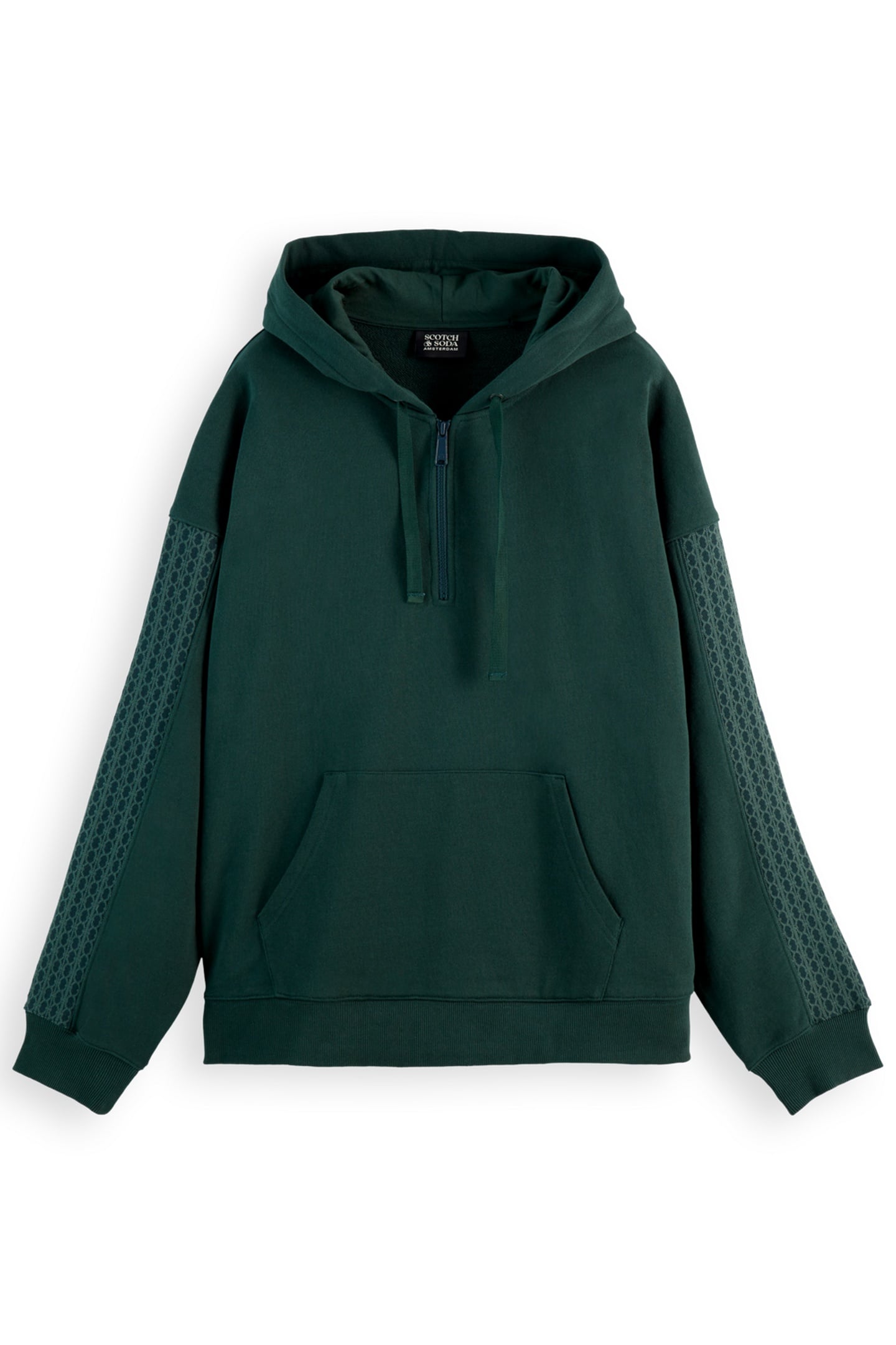 RIB INSERT ZIPPED LOOSE FIT HOODIE AMSTERDAM GREEN 1