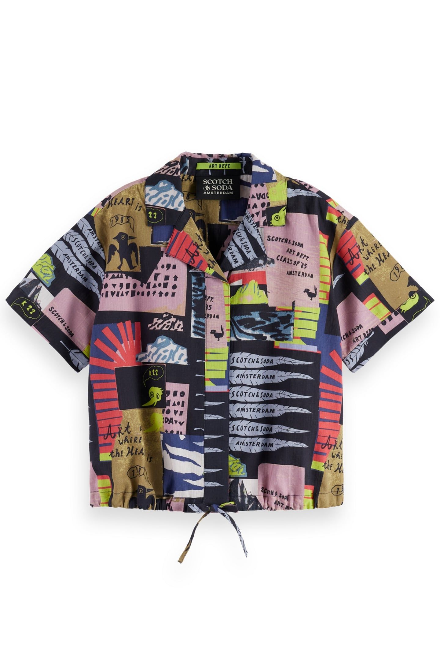GIRL ALL-OVER PRINTED SHORT-SLEEVED SEERSUCKER SHIRT ART DEP 1