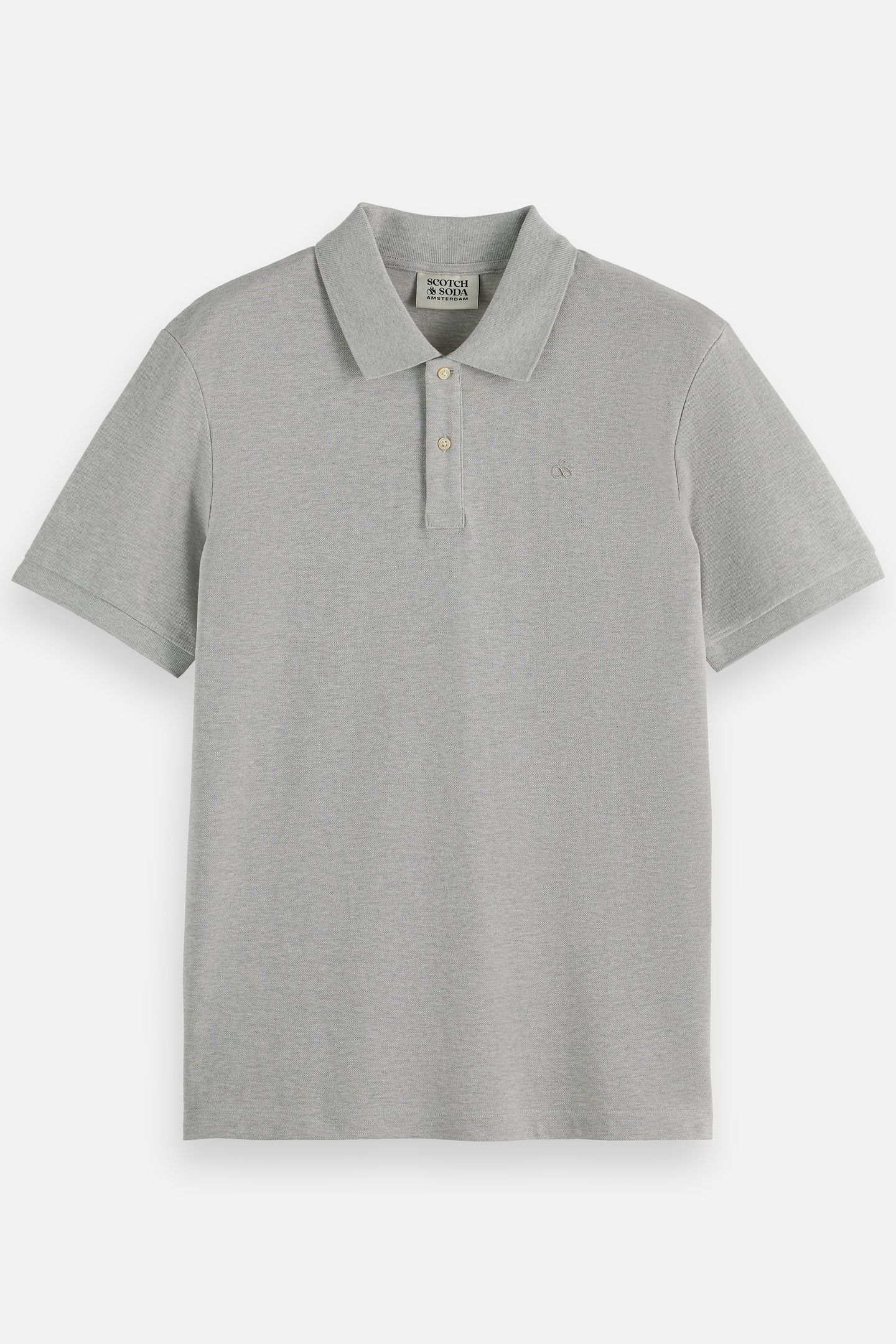 NOS CHEST LOGO REGULAR-FIT PIQUE POLO GREY MELANGE 4